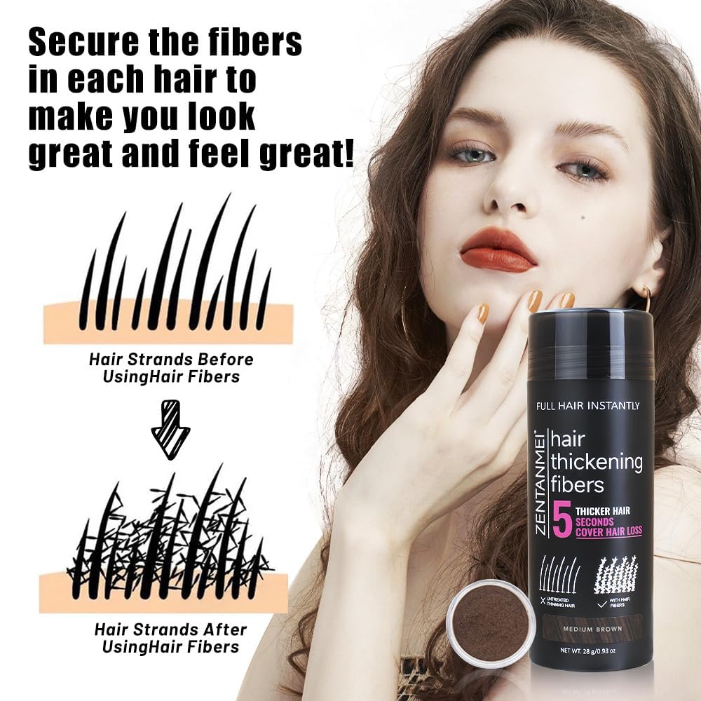 Hair Fibers for Thinning Hair for Women All-Natural Hair Building Fibers 0.98 Oz Hair Volume Powder Bald Spot Cover Up for Men & Women (Black）