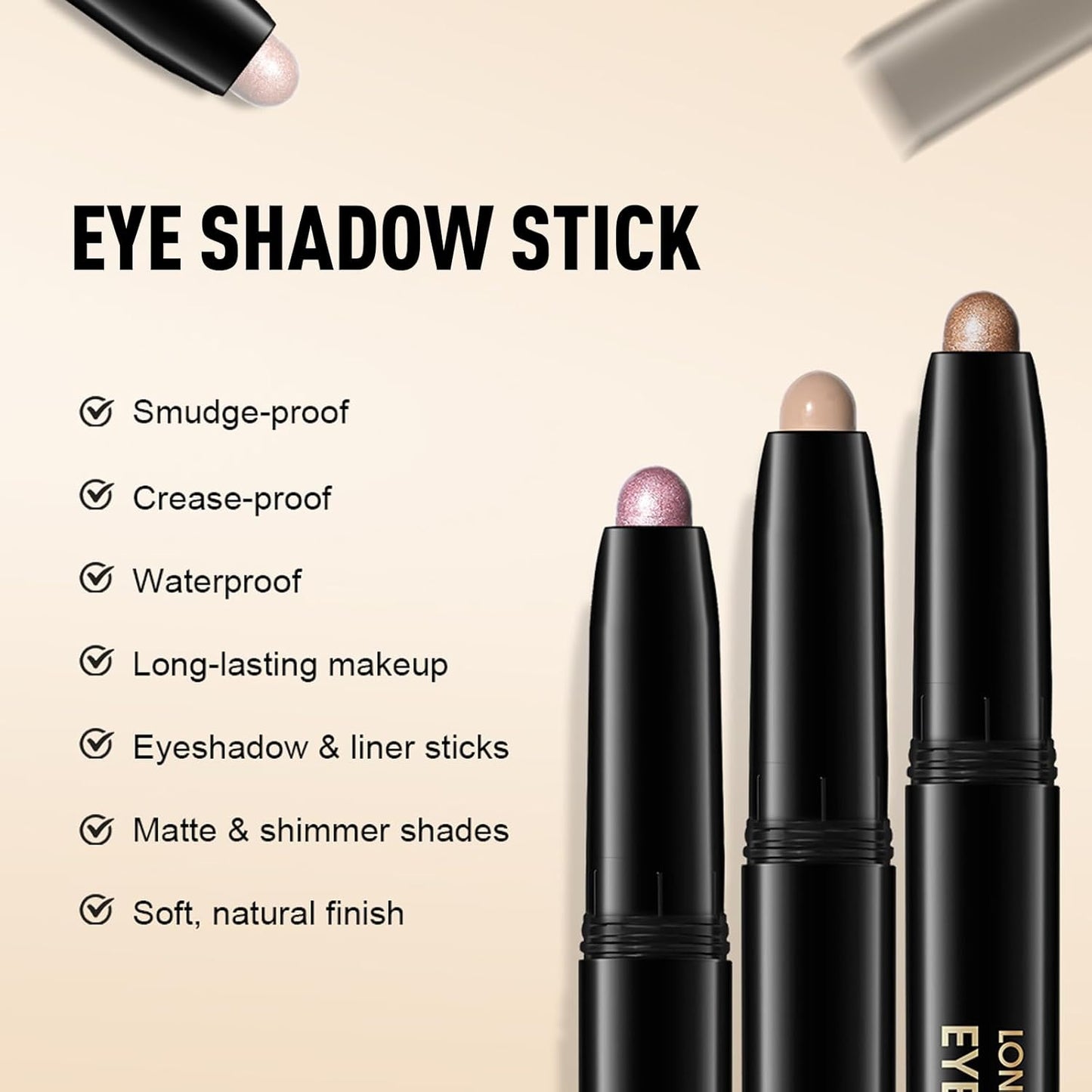 Shimmer Eye Shadow Stick, Cream Eyeshadow Stick Long-Lasting Crease-Proof Blendable Eye Brightener Pencil Multi-use for Eyeliner Highlighter Smooth Cream to Powder Eyes Crayon Makeup, 8 FANCY