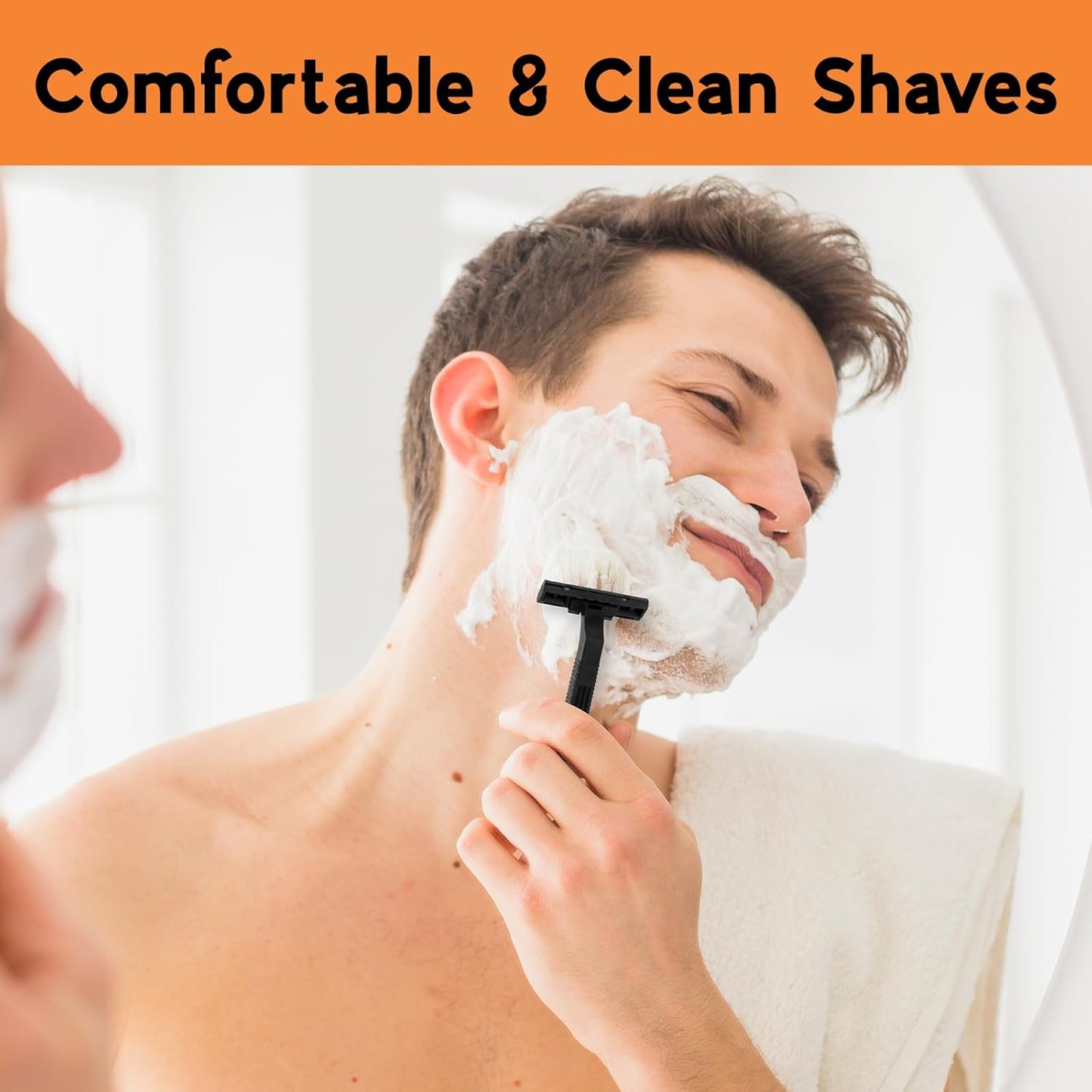 CXYARY 110 Pcs Twin Blade Disposable Razors With Clear Safety Cap, Shaving Razors Bulk for Men &Women, Stainless Steel Blade, Multipurpose Portable Shave Razor for Bathing Hotel Travel, Black