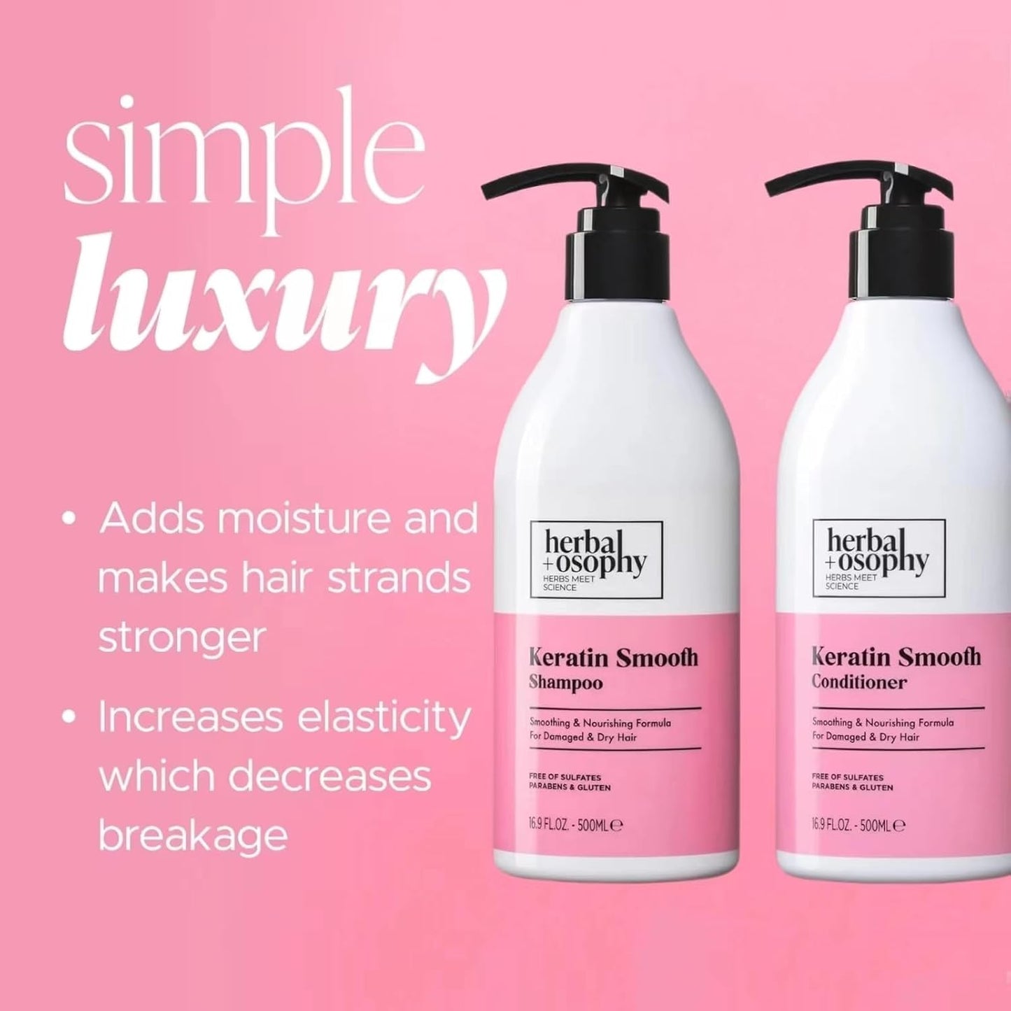 Keratin Strength Shampoo & Conditioner Set, Gluten-free, Sulfate-free, Paraben-free