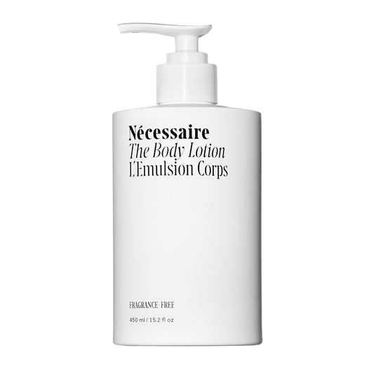 Nécessaire The Body Lotion with Pump. Fragrance-Free. Multi-Peptide Firming Lotion to Moisturize, Firm, Strengthen. 2.5% Niacinamide, Vitamin C/E + Omega 6/9. 450ml / 15.2 fl oz