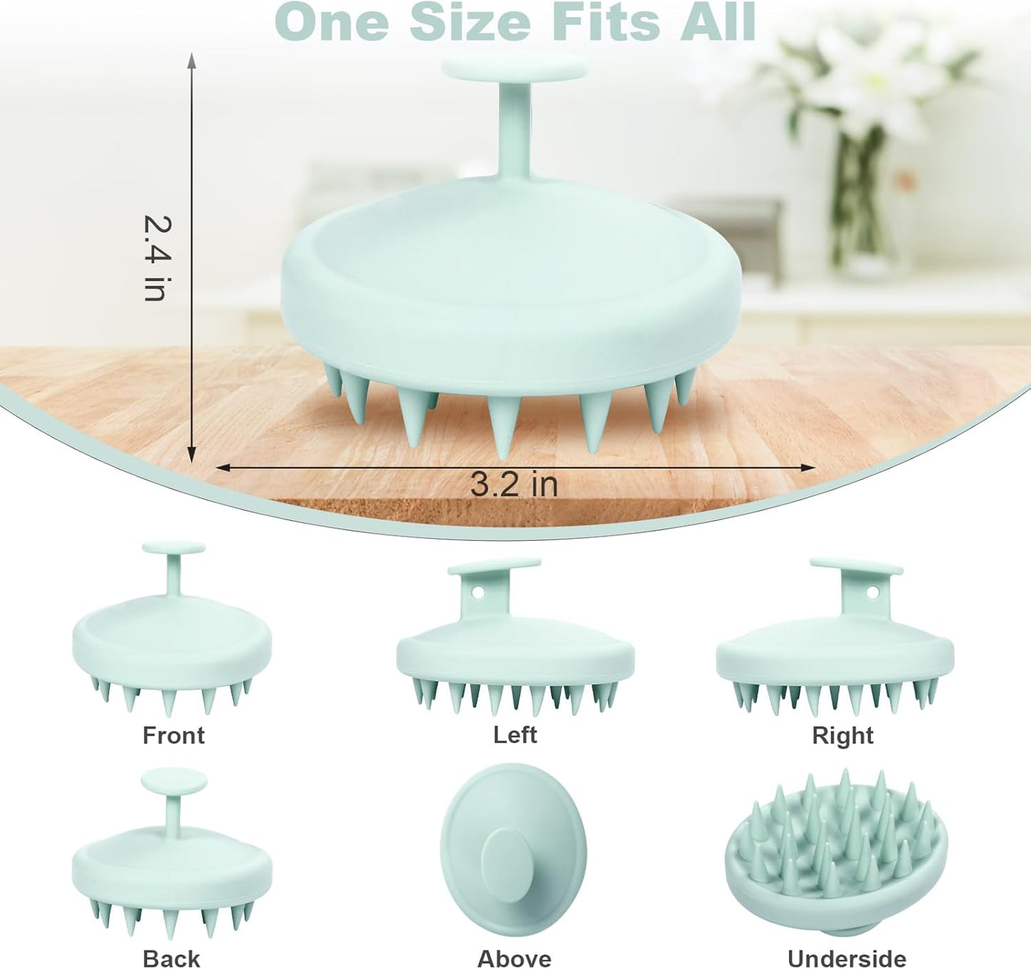 Silicone Scalp Massager, Scalp Scrubber for Hair Growth with Soft Bristles, Scalp Exfoliator Brush Dandruff Removal Shampoo Brush for Wet Dry Scalp Care (Mint Green)