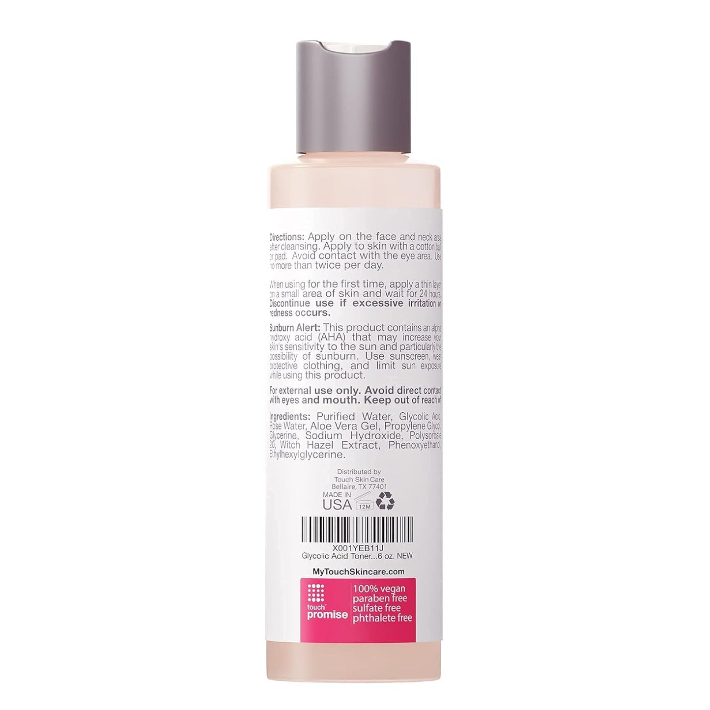 7% Glycolic Acid Toner with Rose Water, Witch Hazel, and Aloe Vera Gel – Alcohol & Oil Free Exfoliating AHA Face Toner – Improves Wrinkles, Dullness, Pores, Skin Tone & Texture, 6 oz.