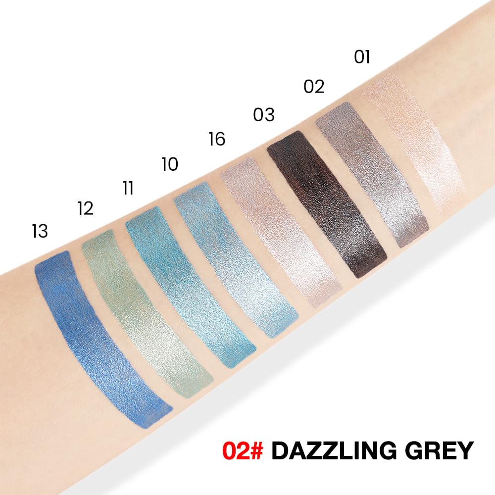 evpct Dazzling Grey Shimmer Cream Eye Shadow Brightener Sticks Set for Eyes, Grey Shimmery Matte Pencil Eye shadow Applicator Stick Pen Palette Makeup Waterproof sombras en crema para ojos 02#