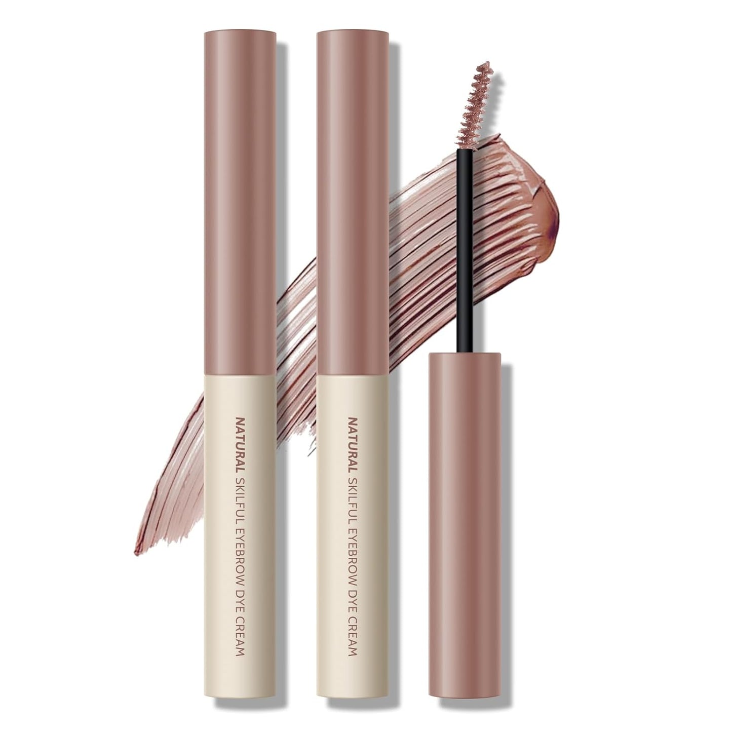 KYDA 2 Pcs Rose Brown Tinted Eyebrow Gel, Ultra-Fine Brush Tinted Brow Cream, Waterproof Smudgeproof Eyebrow Mascara, Long Wear, Pink Brow Makeup without Clumping, Korean Eyes Makeup
