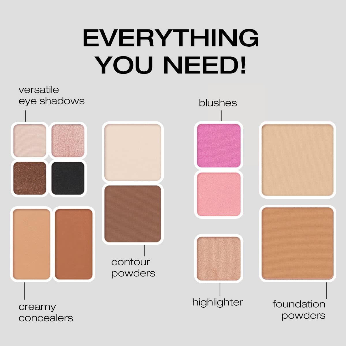 Woosh Beauty, Fold out Face Original Makeup Palette, Travel, All in One, Neutral Cream & Powder (#3 Medium)