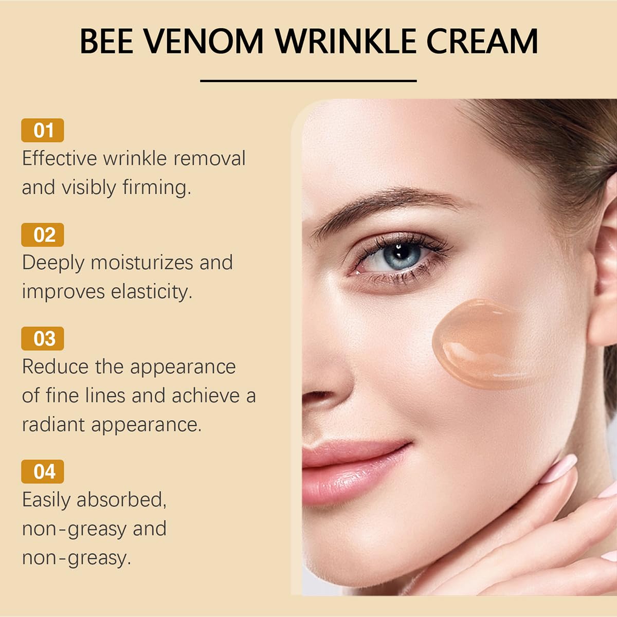 Bee Venom Moisturiser Cream Wrinkle Removal & Firming, Anti-Aging Eye & Face Bee Venom Skin Treatment Cream (2 Packs, 0.71Oz)
