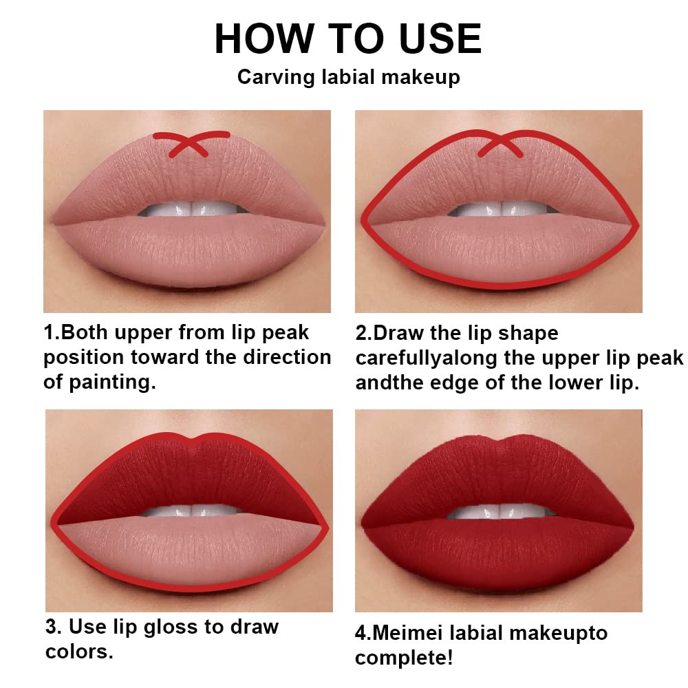 evpct 2Pcs Dark Oxblood Red Matte Lip Liner and Lipstick Combo Lip Gloss Stains Pencil Makeup Set Women Long Lasting 24 Hours Liquid Lipstick and Lip Liner Set labiales mate 24 horas originales