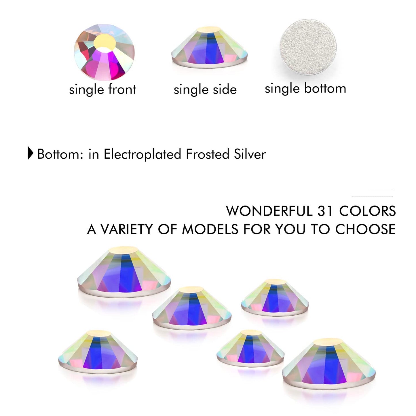 288Pcs Crystal Ab Crystal Rhinestones,Glass Flatback Rhinestones Gemstones for Nail Face Makeup Art Crafts Clothes Decoration-(SS30,6.5mm,Crystal Ab)