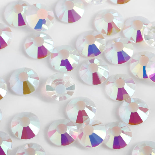 2000PCS SS20 Flatback Rhinestones | 12-Facet Diamond-Cut Glass Gems for Nail Art, Clothing, DIY Crafts |Glue-On Decoration Stones with Silver Backing(Transparent AB)