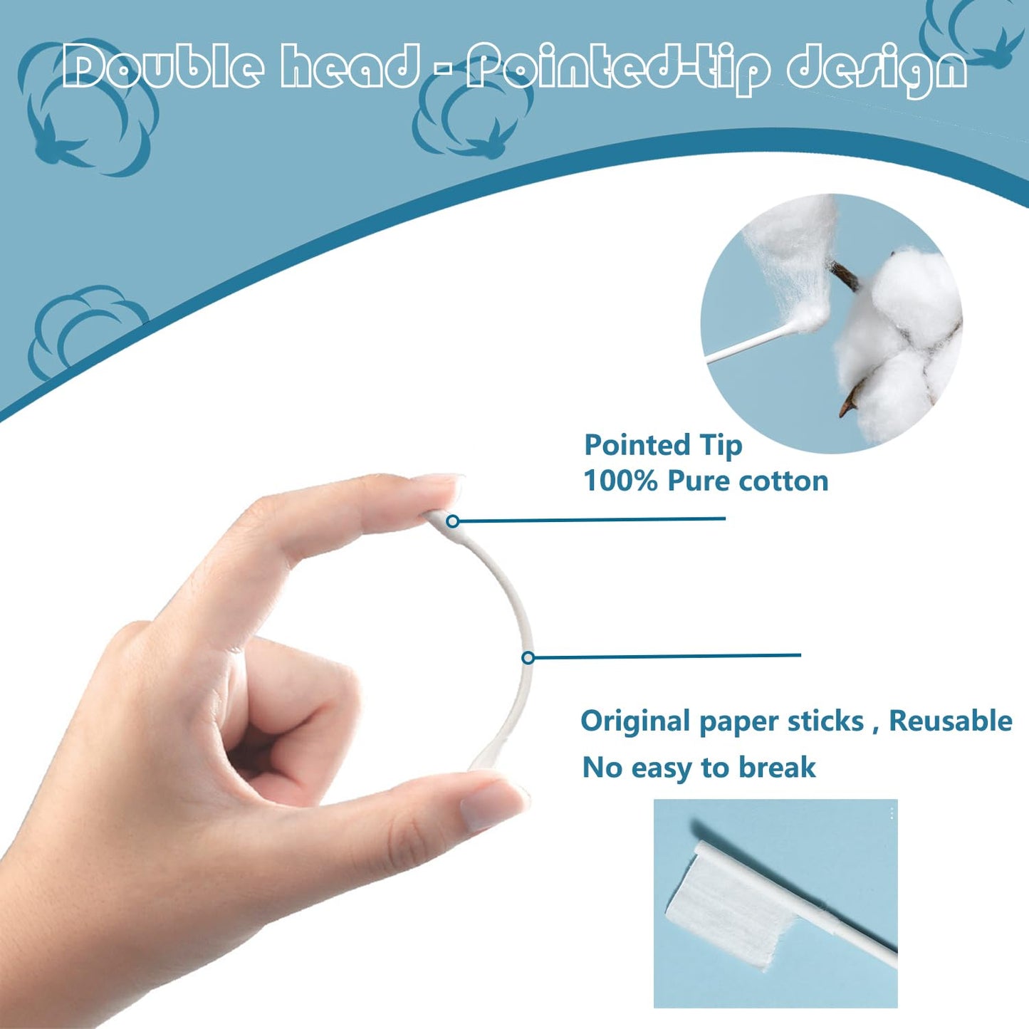 600pcs Precision Tip Cotton Swabs/Double Pointed Cotton Buds for Makeup