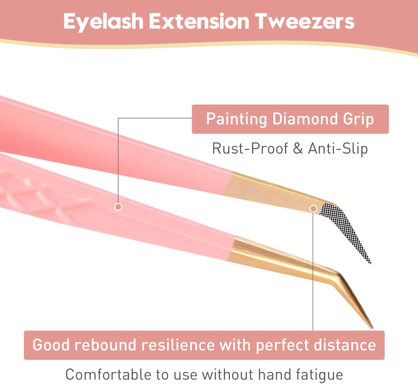 Ms.Queen Lash Tweezers for Eyelash Extensions,5Pcs Precision Fiber Tip Grip Curved 45 90 Degree Boot volume Tweezers Set