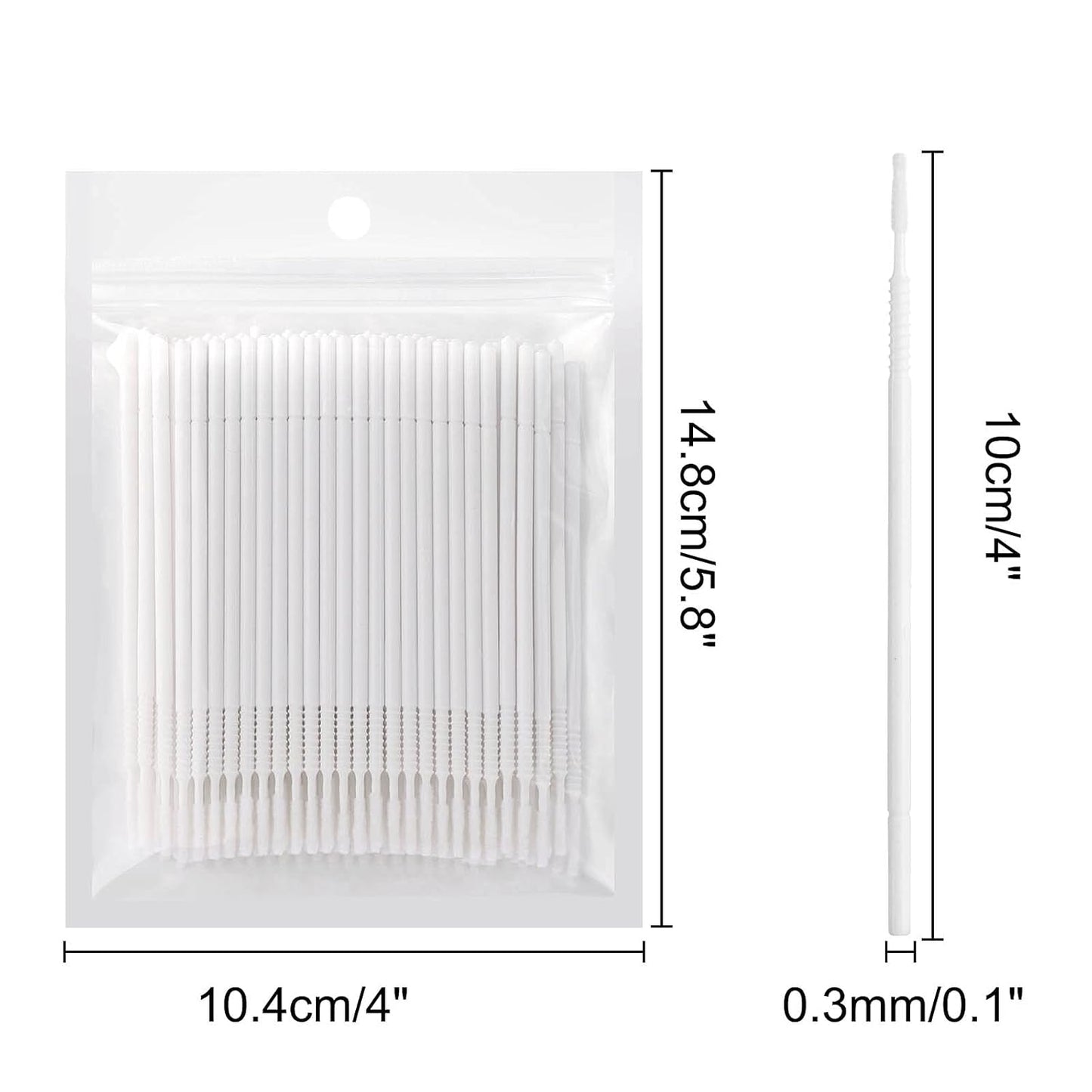 200PCS Micro Applicators Brushes Mini Cotton Swabs Remove Grafted Eyelash Glue Dedicated Brush Disposable Microswabs for Eyelash Extensions Make up and Lash Clean and Personal Care (White 1)