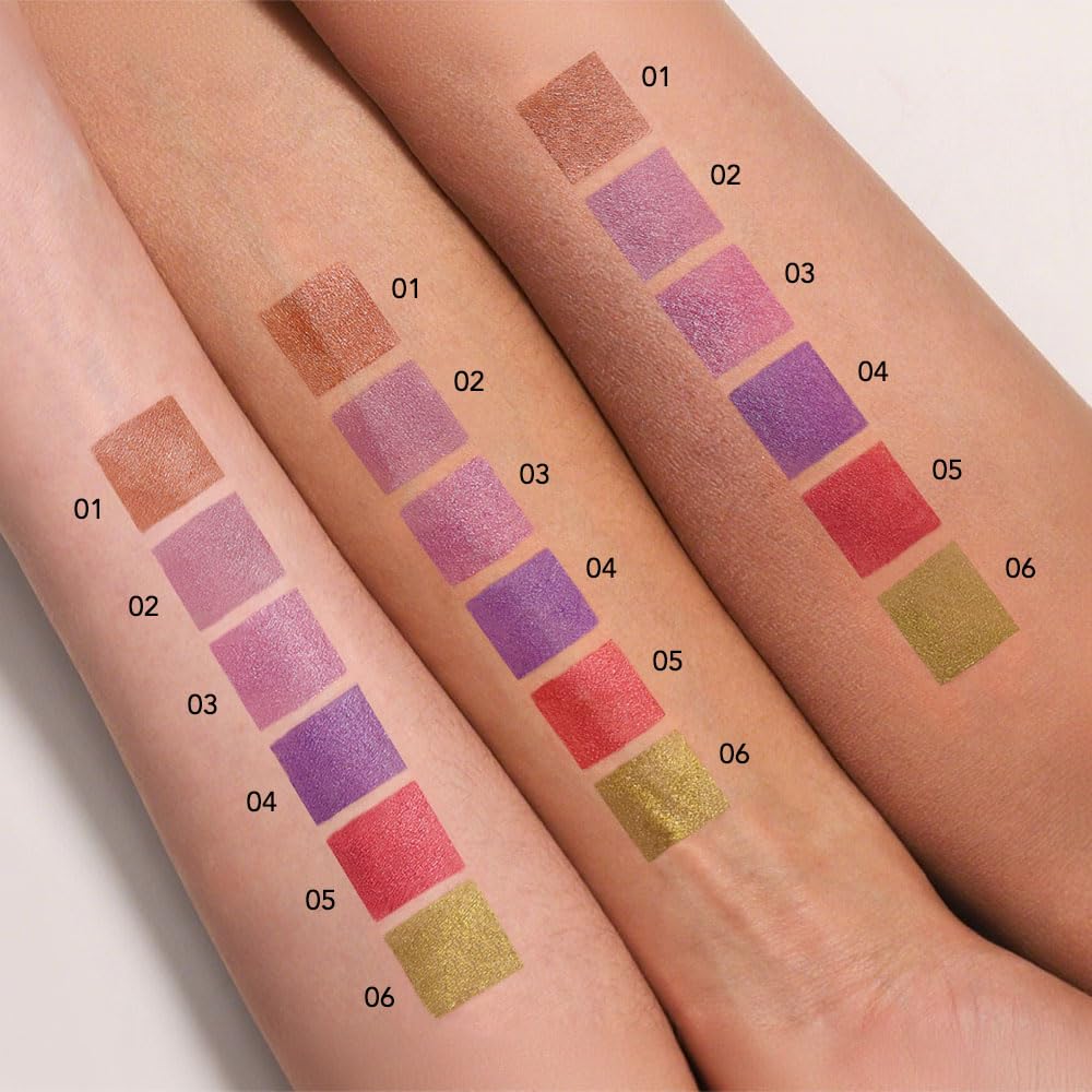 BINGBRUSH Glitter Eyeshadow Stick & Eyeliner Pencil, 4-in-1 Metallic Shimmer Cream Eyeshadow, Long-Lasting Waterproof Eye Brightener, Highly Pigmented Eye Makeup(#03-Rosy Spark)