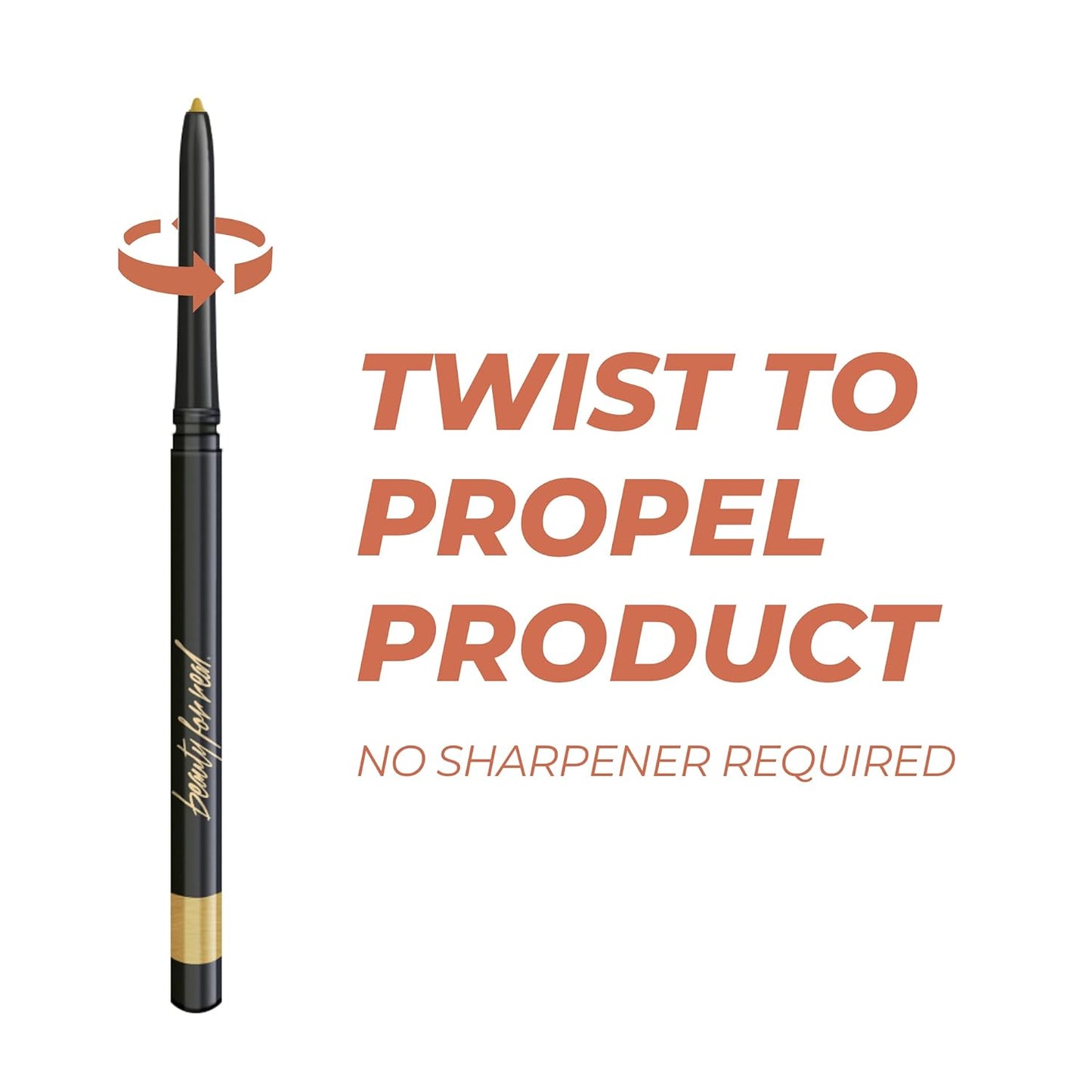 Beauty For Real I-Line 24-7 Eyeliner, 24 Karat - Metallic Gold - Long-Wearing, Waterproof Gel Formula - Safe for Sensitive Eyes & Contact Lens Wearers - 0.01 oz