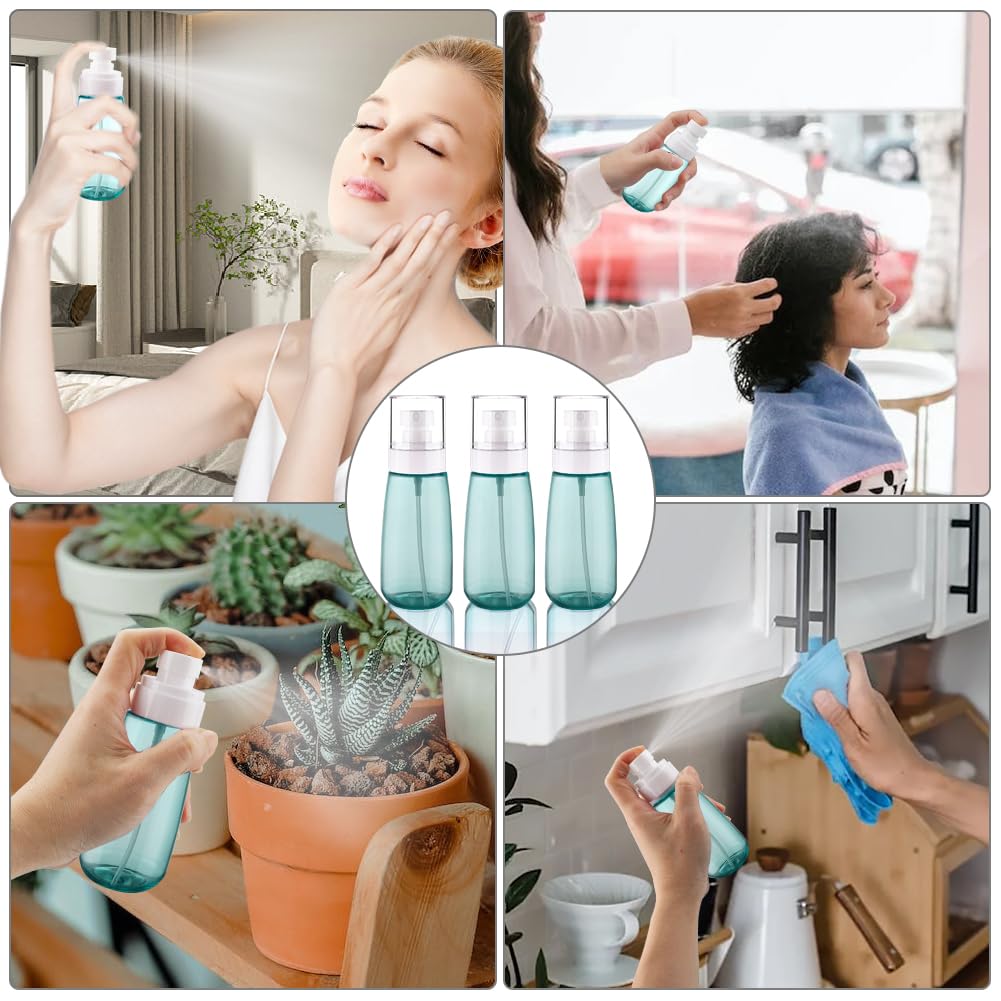 Cosywell Spray Bottle for Hair TSA Approved 3.4oz 100ml 3 Pack Leak Proof Travel Spray Bottle Empty Refillable Small Spray Bottles for Perfume Essential Oils Toners Rose Water Cosmetics (3Green)