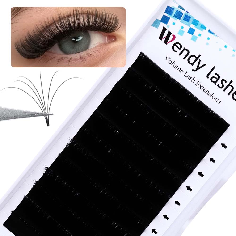 Easy Fan Volume for Lash Artists: Wendy, Handmade Fans for Eyelash Extensions, Self Fanning, Blooming, B-KH, Black, D-0.05-15
