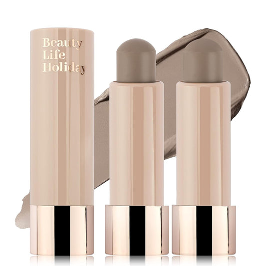 Erinde 2PCS Cool Toned Contour Stick, Natural Cream Contour Bronzer Stick, Blendable & Smooth Matte Bronzer, Waterproof & Long Lasting Face Shaping Contouring Makeup, Travel Size, 01 Gray Brown