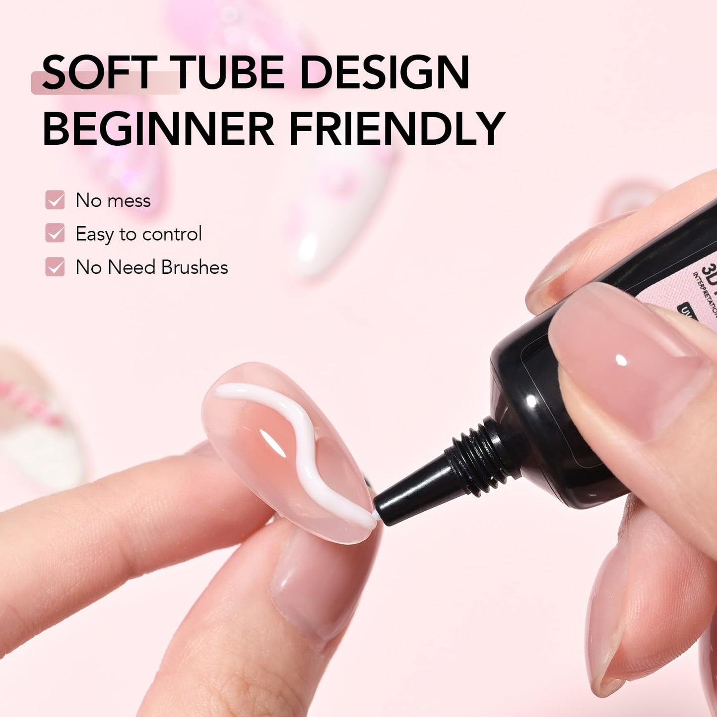 GAOY White 3D Nail Gel, 15g Sculpting Gel for 3D Nail Art Designs Carving, Molding, Painting, No Wipe Gel for Gems & Charms Decoration, Salon DIY Use