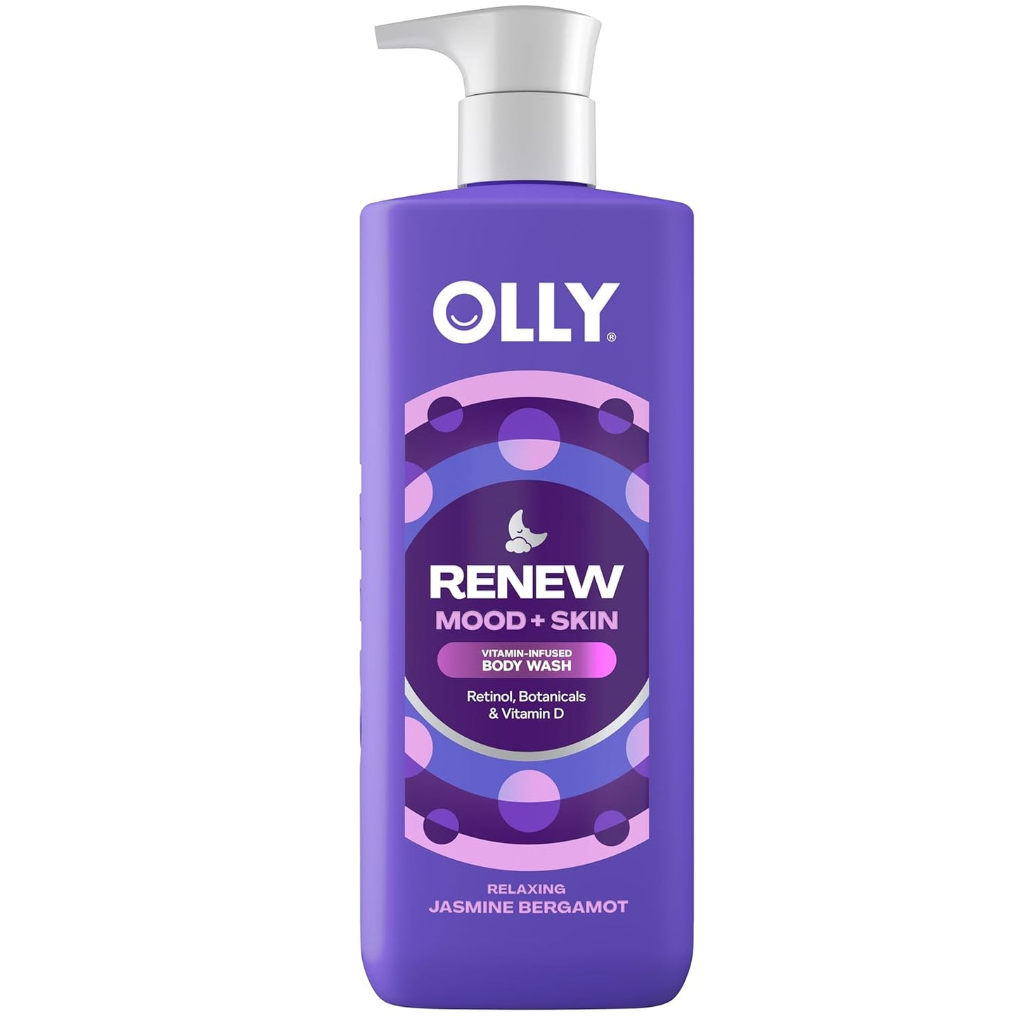 OLLY Renew Body Wash with Vitamin D, Retinol & Botanicals – Nourishing Cleanser for Skin Barrier Repair, Deep Hydration, Jasmine Bergamot Scent, 17oz
