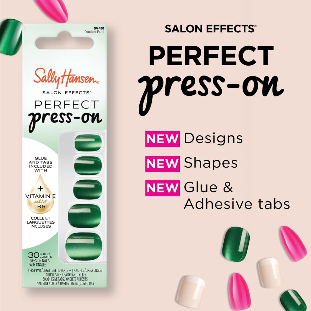 Sally Hansen Instant Cuticle Remover & Salon Effects Lunar Eclipse Press On Nails Kit - 15 Second Cuticle Gel with Aloe & 30 Nail Designs with Nail Glue