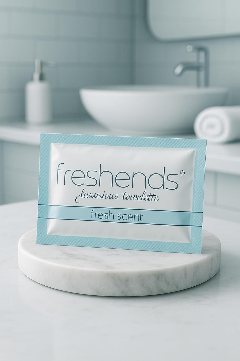 Freshends Flushable Individually Wrapped Wipes – 50 Bulk Pack Luxurious Towelettes, Guest Bathroom Essentials for Weddings, Restaurants, Bars & Clubs – Olive, Travel-Size, Disposable