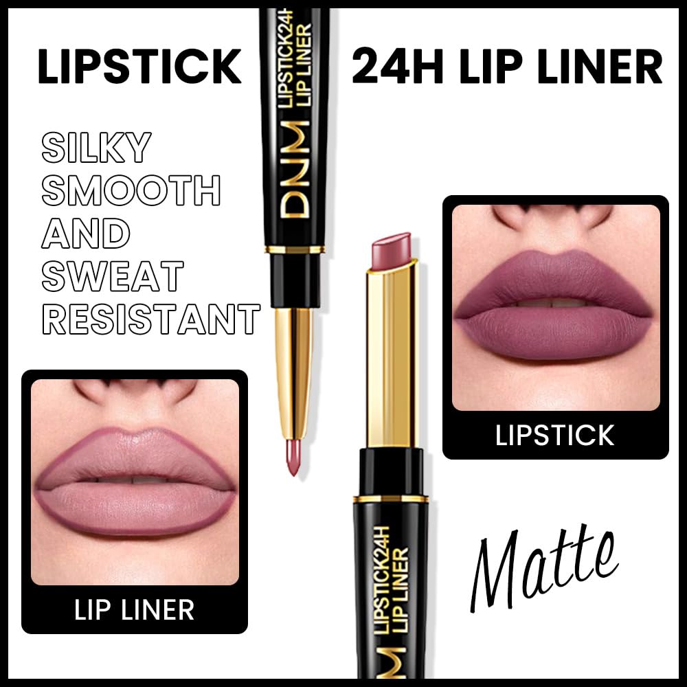 evpct 3Pcs More Mauve Berry Blush Lip Liner and Lipstick Set for Women, Matte 24 Hour Lipstick Pen and with Lip Liner Pencil Set Long Lasting 24 labial labiales mate 24 horas originales,28#28#30#