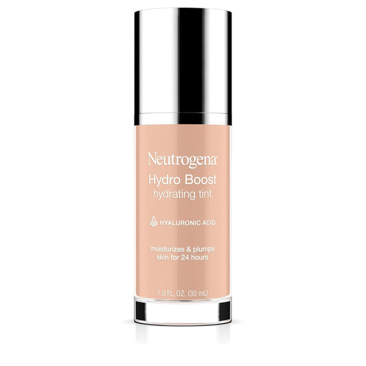 Neutrogena Hydro Boost Hydrating Tint Foundation Makeup for Dry Skin, with Hyaluronic Acid, Lightweight Oil-Free Water Gel, Non-Comedogenic, 20 Natural Ivory, 1.0 fl. oz