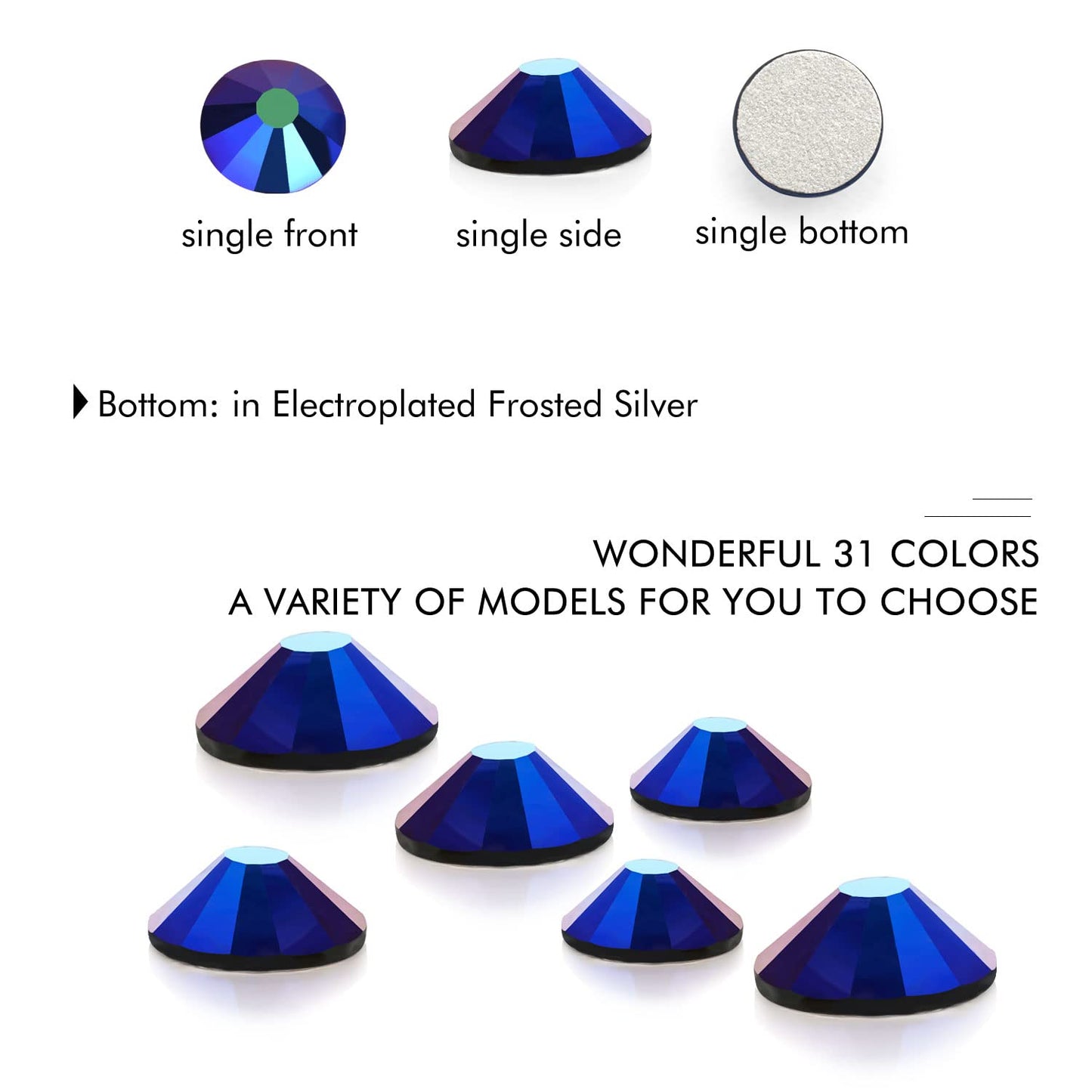 1440Pcs Jet Ab Crystal Rhinestones,Glass Flatback Rhinestones Small Gemstones for Nail Face Makeup Art Crafts Clothes Decoration -(SS8,2.4mm,Jet Ab)