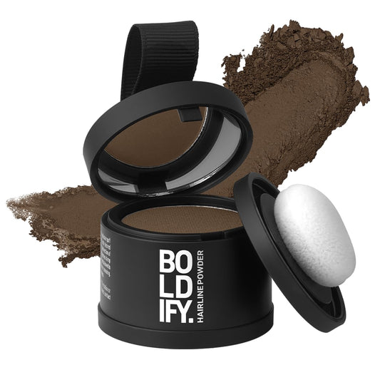 BOLDIFY Hairline Powder - Root Touch Up Hair Color for Gray Coverage - Bald Spot Concealing Hair Powder for Women & Men - 48-Hour Stain-Proof - Light Brown