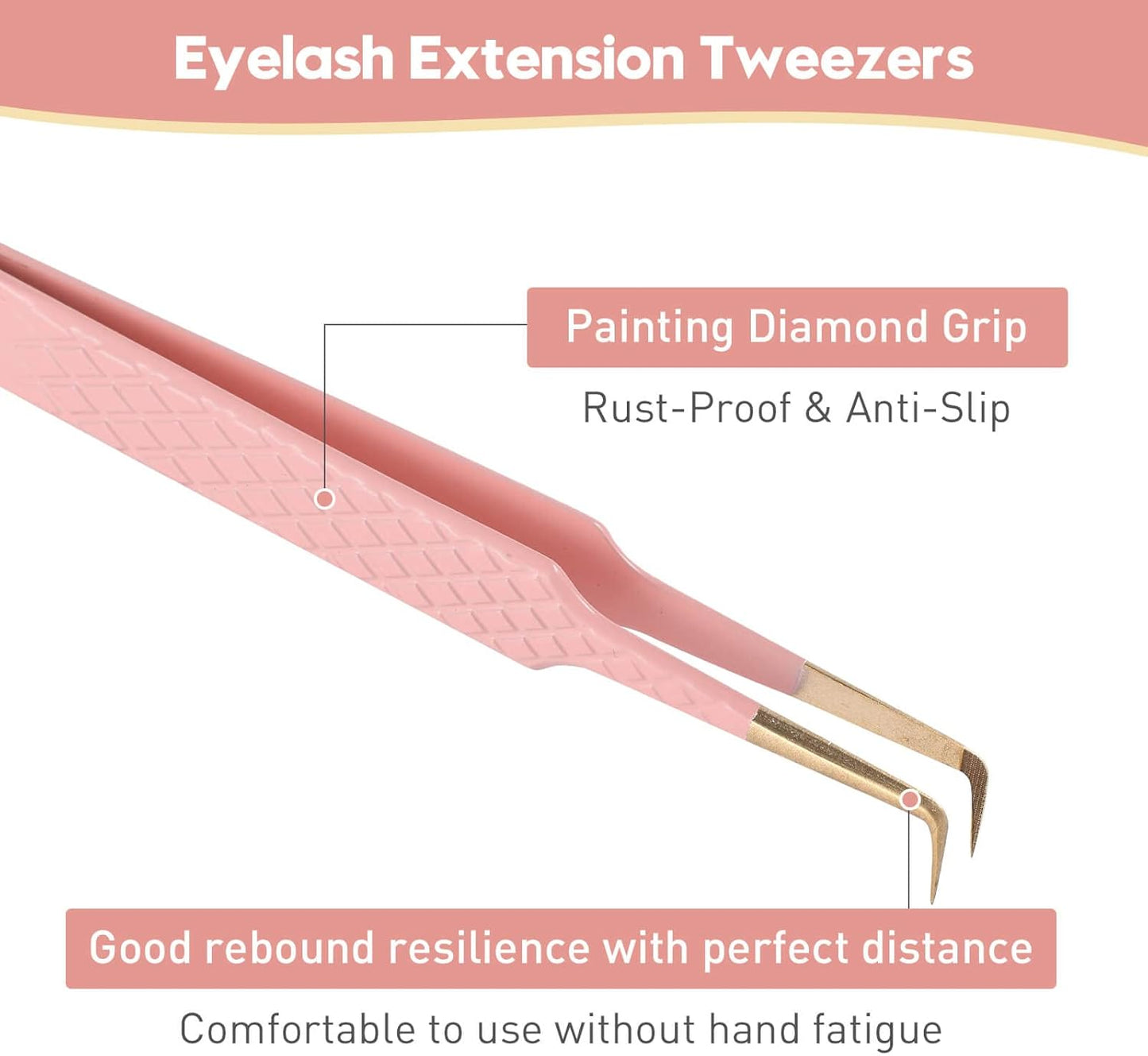 Ms.Queen Eyelash Extension Tweezers, Professional Fiber Tip Lash Tweezers Set of 5,Curved 45 90 Degree Volume Isolation Tweezers