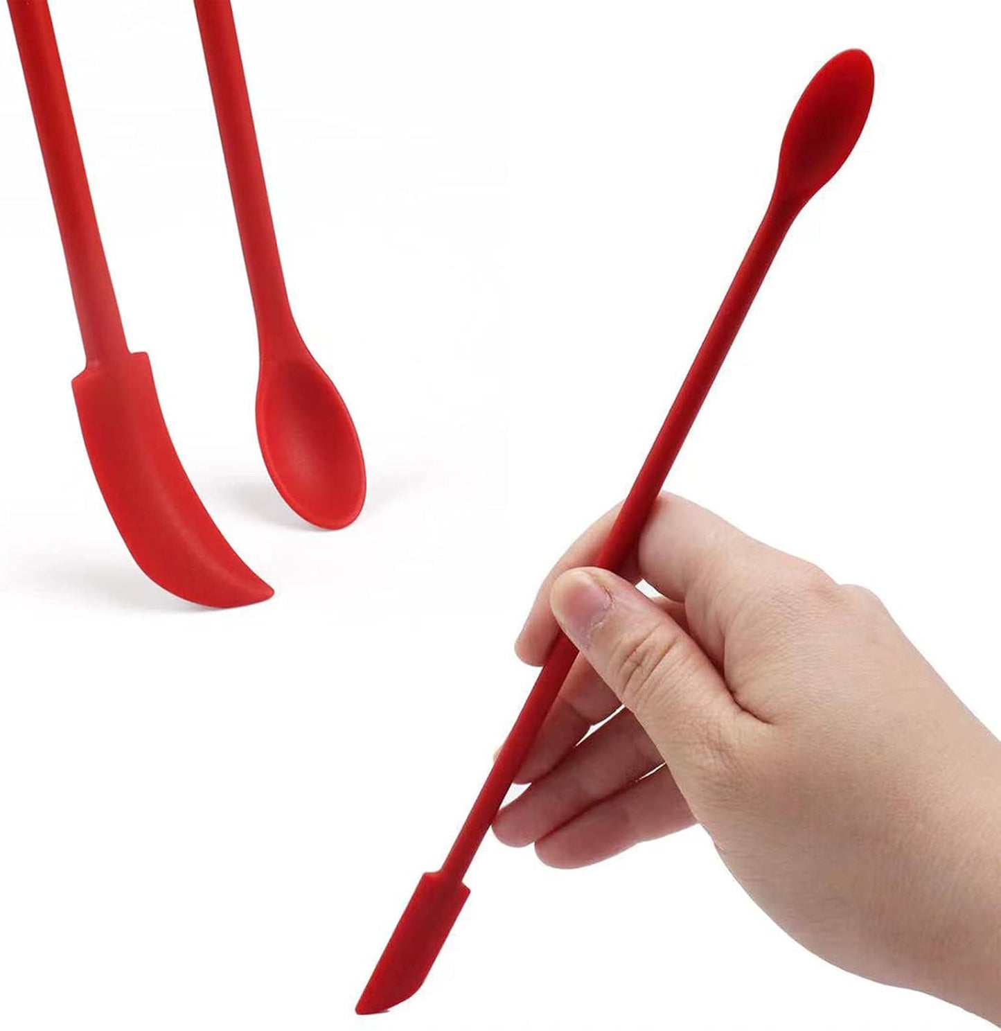 4 Pieces Mini Silicone Spatula Set, Small Rubber Spatula for Makeup, Thin Jar Scraper for Kitchen(4, BLACK)