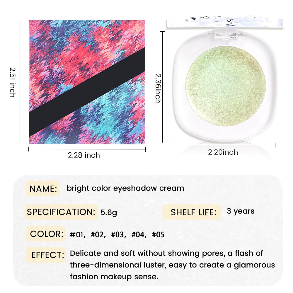 Light Green Cream Glitter Shimmer Metallic Eyeshadow Palette Makeup, Natural Single Mini Instant Holographic Eyeshadow For Women Halloween Birthday Party Wear, Sombras Crema Para Ojos