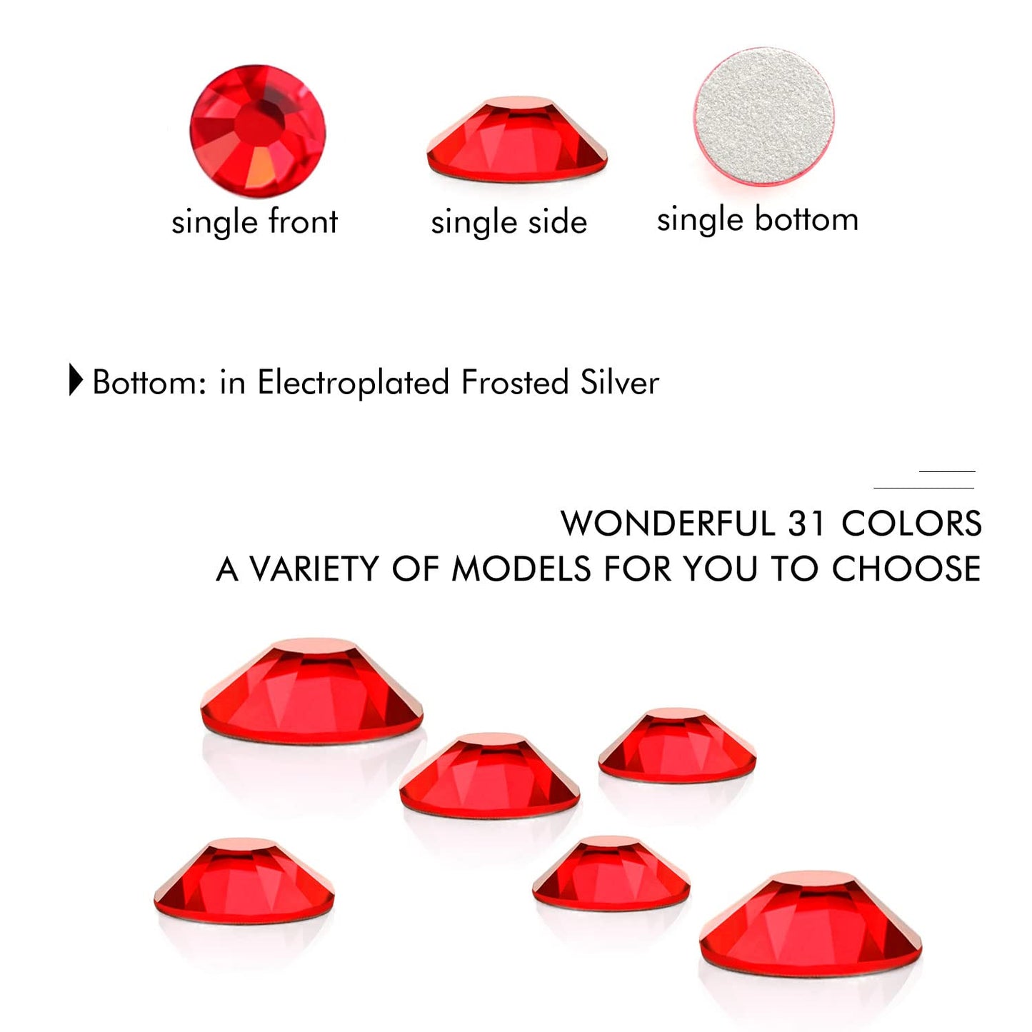 1440Pcs Siam Crystal Rhinestones,Glass Flatback Rhinestones Gemstones for Nail Face Makeup Art Crafts Clothes Decoration -(SS3,1.4mm,Siam)