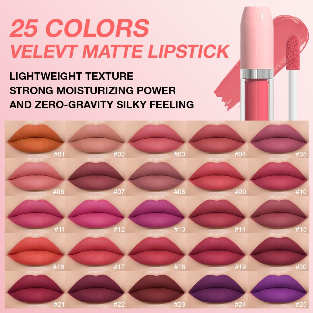BINGBRUSH Super Matte Longwear No-Budge Stay On Smudge Proof Liquid Lipstick Long Lasting Makeup for Women,Highly Pigmented Color and Instant Shine, Cheeky