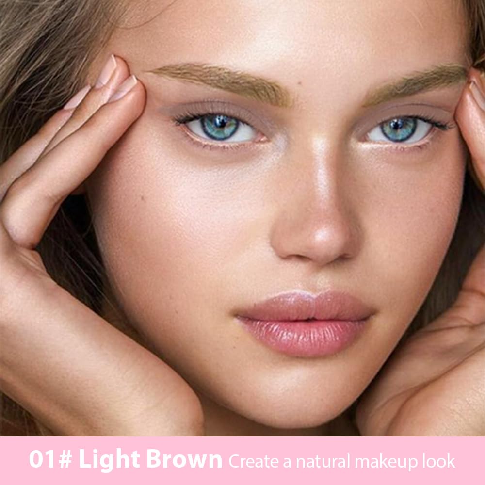 evpct Kaely 2Pcs Light Dark Brown Magic Microblading Eyebrow Contouring Pen Brow Pencil, with 4 Brush Micro-Fork-Tips Applicator, Dual-ended Eyebrow Brush, Hair Like Strokes, Natural Looking Brows