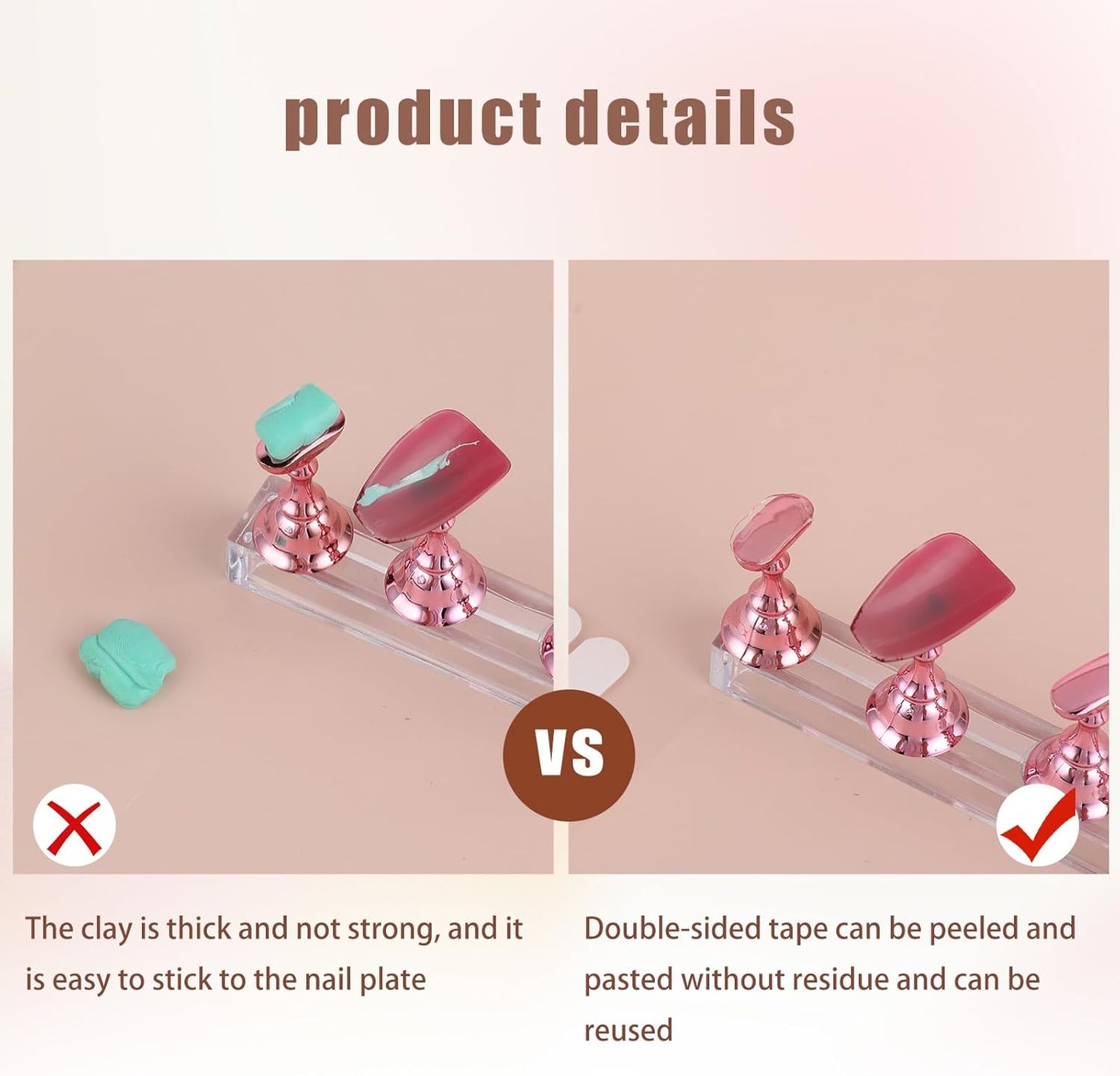 600 Pcs False Tip Double Sided Adhesive Tapes for Nail Art Holder Pre-cut Display Strips