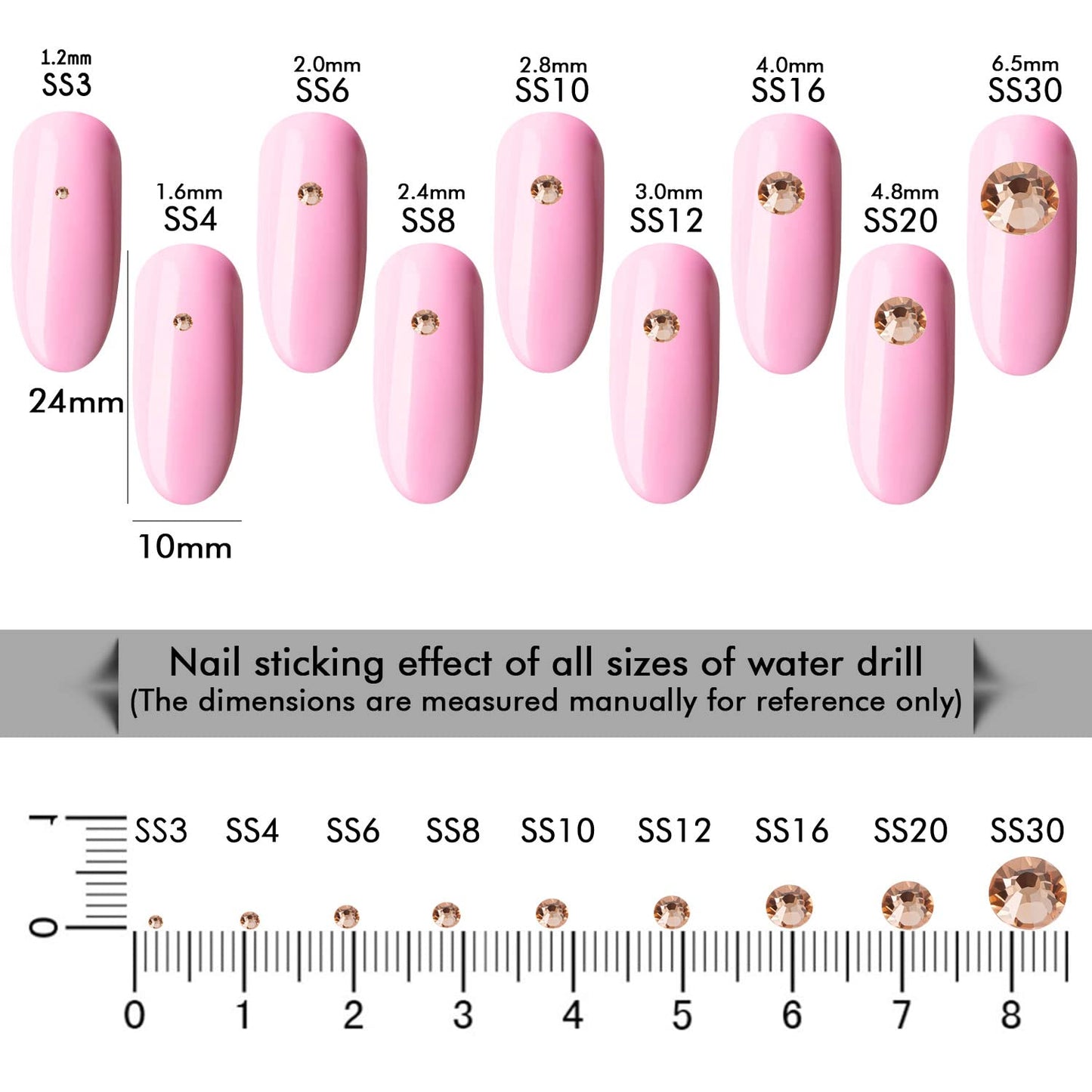 1440Pcs Champagne Crystal Rhinestones,Glass Flatback Rhinestones Small Gemstones for Nail Face Makeup Art Crafts Clothes Decoration -(SS8,2.4mm,Champagne)