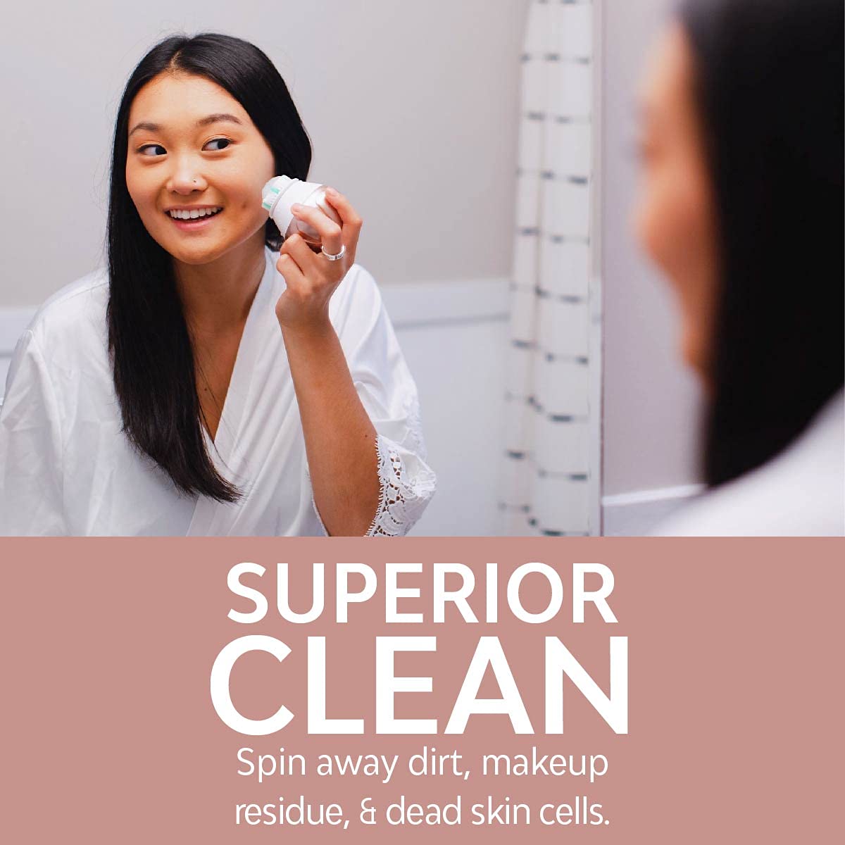 TAO Clean Ona Diamond Orbital Facial Brush and Cleansing Station, Electric Face Cleansing Brush with Ergonomic Handle, Dual Speed Settings, Rose Gold