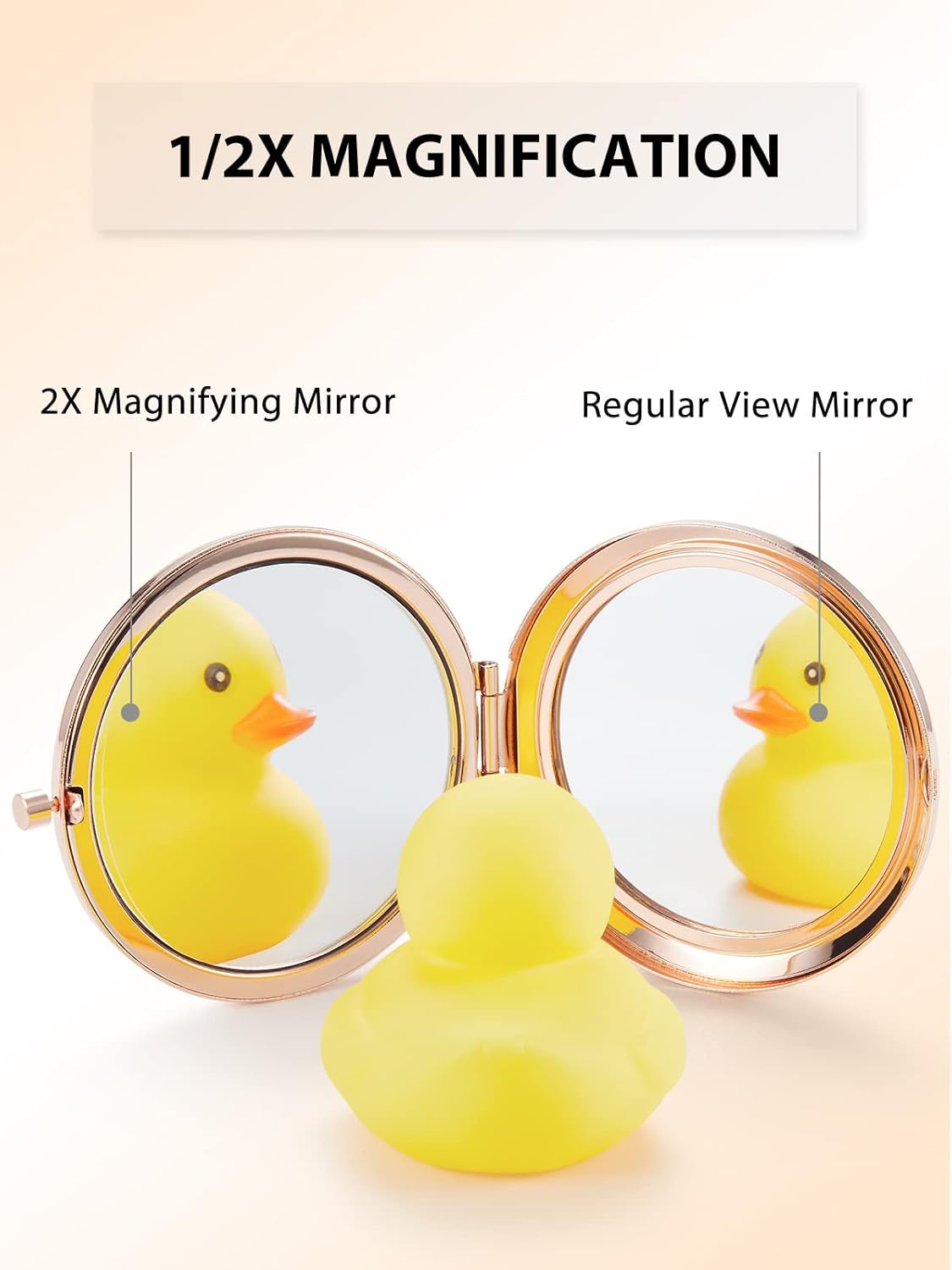 Compact Mirror Bulk, Pack of 6 Double-Sided 1X/2X Magnifying Metal Makeup Mirrors(Round, Rose Gold)