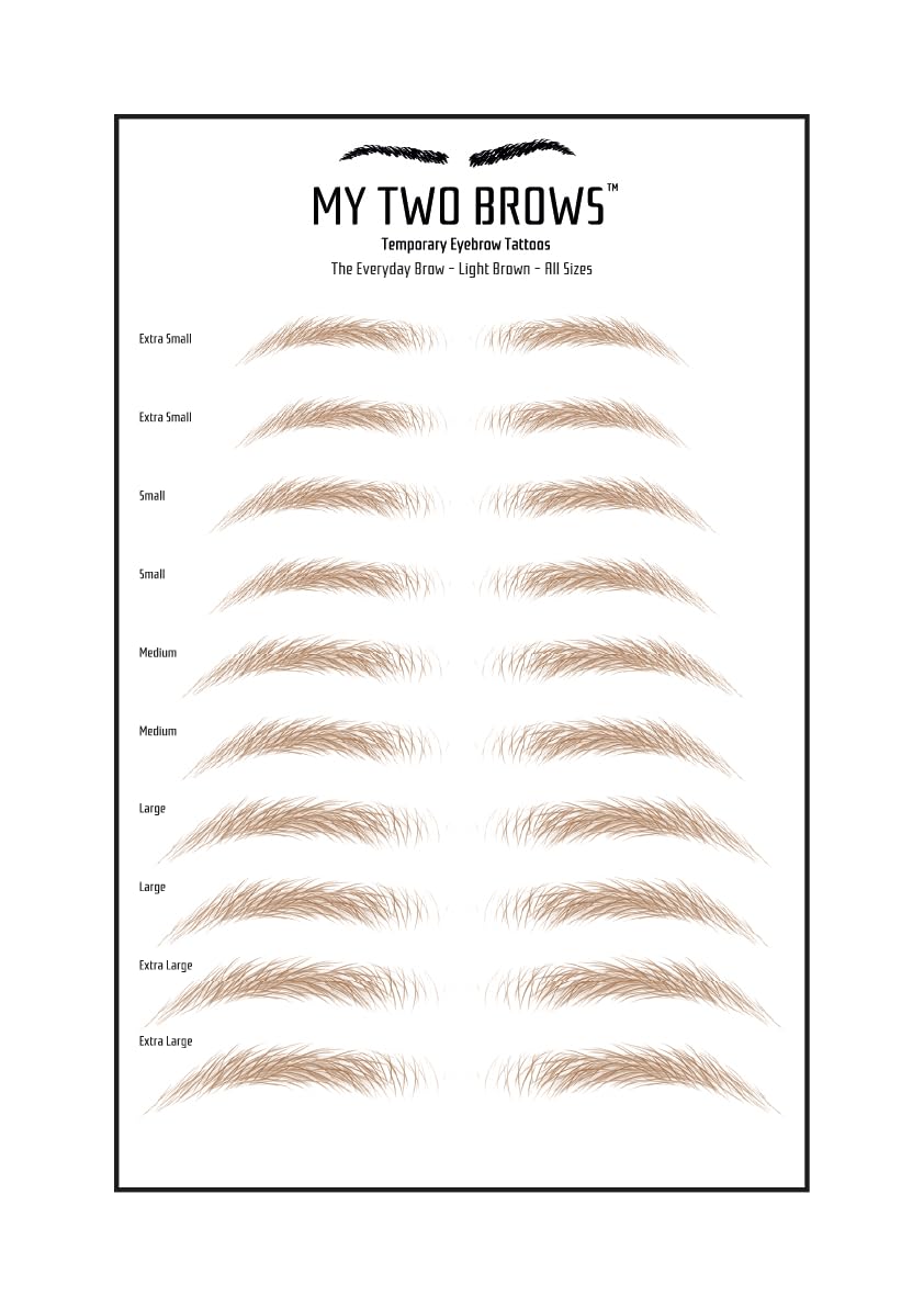 (10 pairs) Light Brown Temporary Eyebrow Tattoo - Medium Size - Waterproof & Smudgeproof - Everyday Brow Style Eyebrow Stickers - Sheet Lasts up to 30 Days - Won't Work on Existing Brows