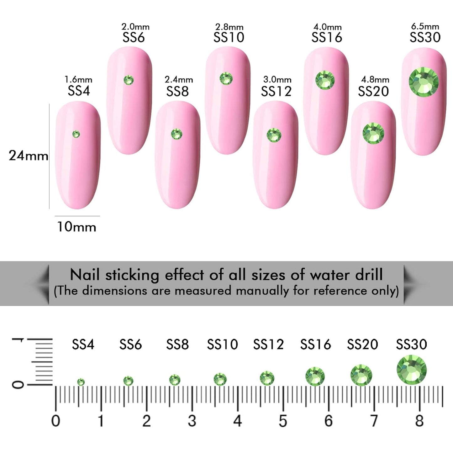 1440Pcs Light Green Crystal Rhinestones,Glass Flatback Rhinestones Gemstones for Nail Face Makeup Art Crafts Clothes Decoration - (SS16,4.0mm,Light Green)