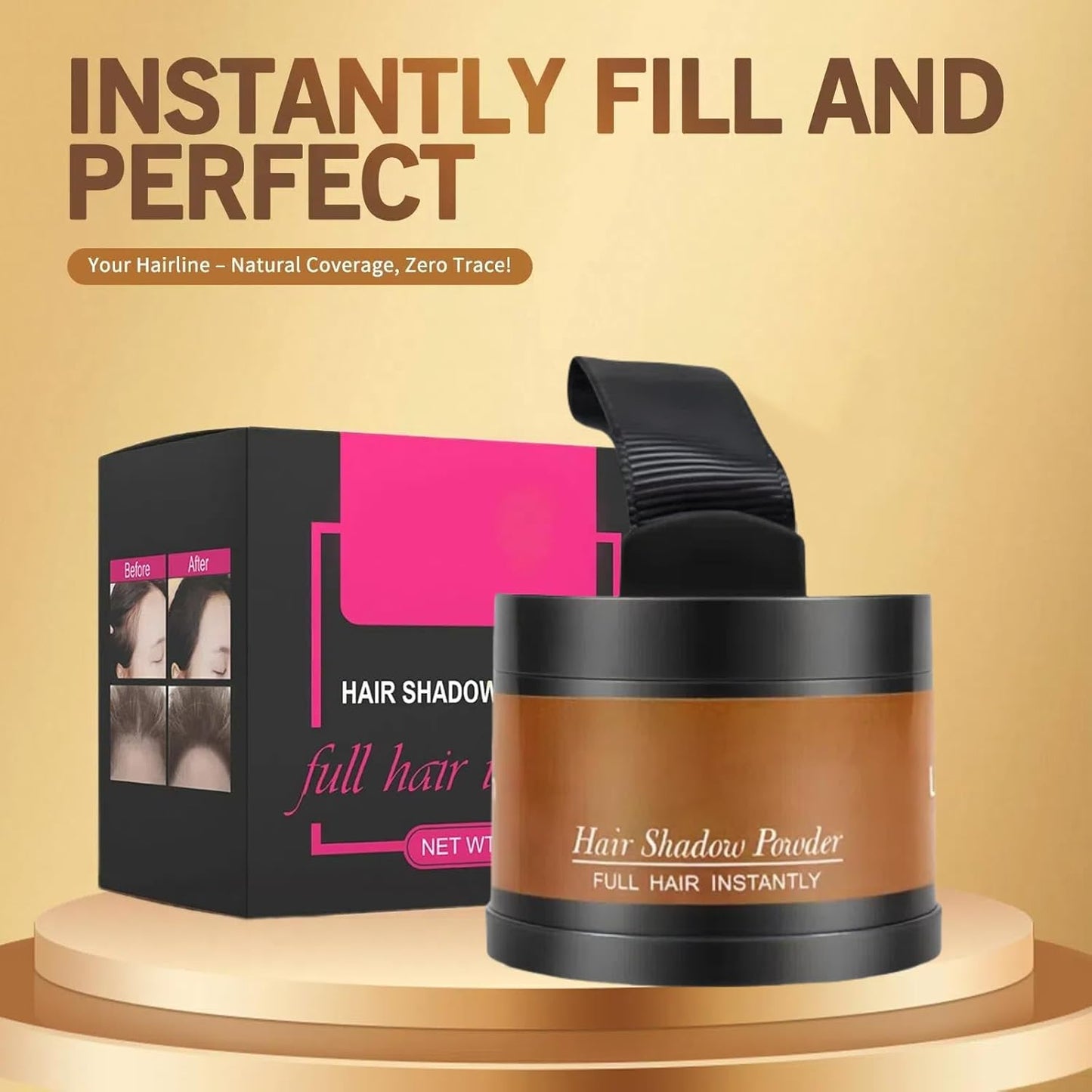 Hairline Powder (Light Brown) Hair Root Dye, Instantly Color Shadow for Thin and Gray Hair Roots - 4g