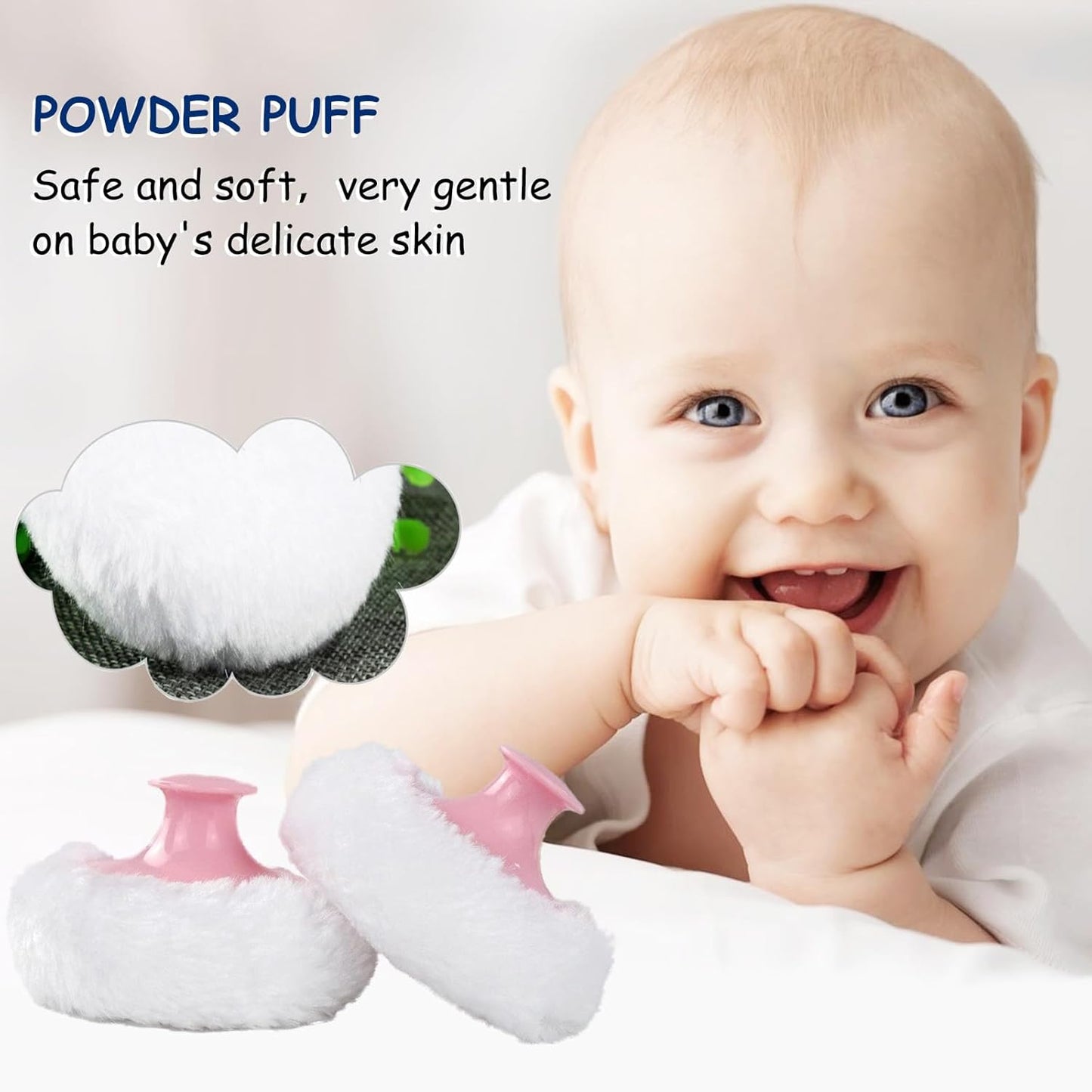 Body Powder Puff and Container for Dusting Powder, Women Powder Puff and Powder Case for Bath and Travel (Red Future)