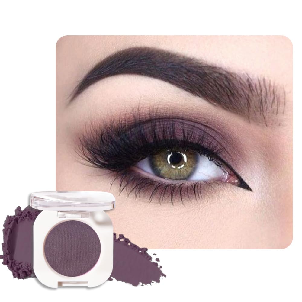 Single Matte Eye Shadow Palette Makeup, Eggplant Matte Eyeshadow for Women, Monochrome Eye Shadow Makeup, Pigmented Waterproof Sombras Para Ojos, Vegan, Talc, Paraben & Cruelty Free, 15