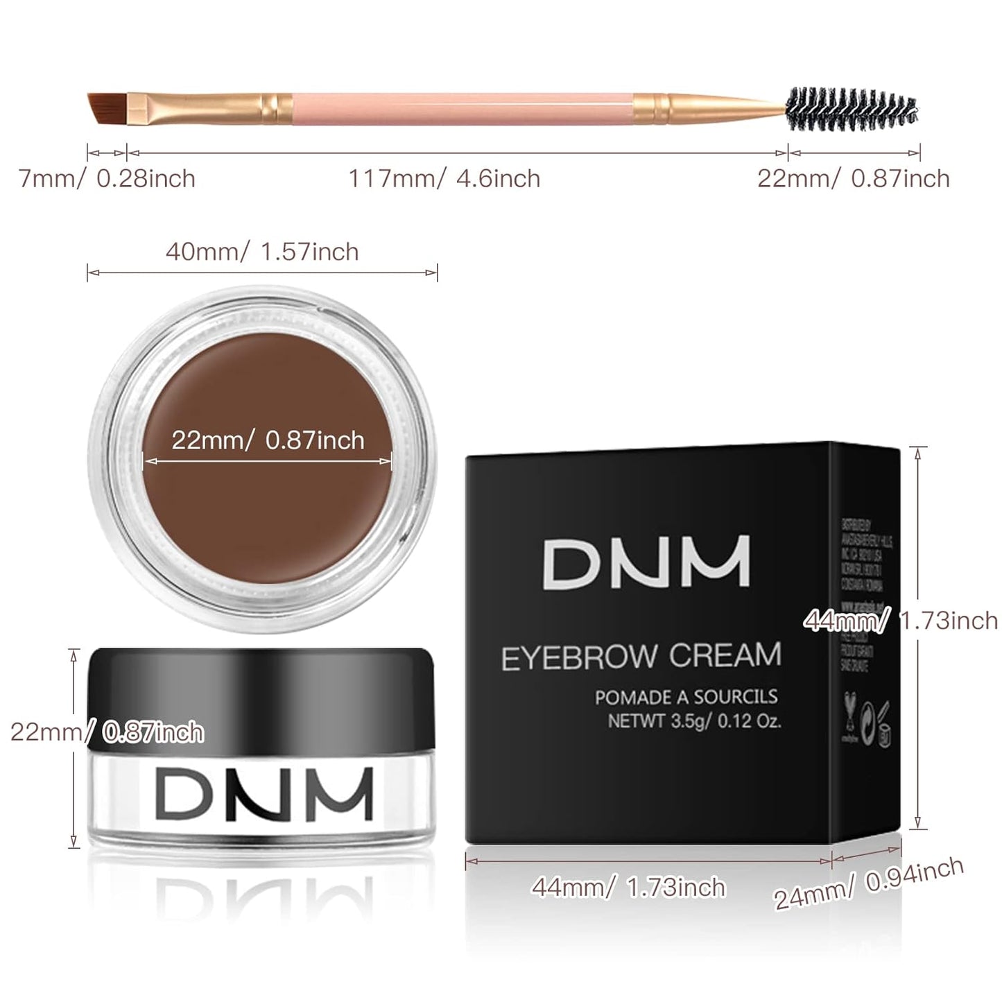 2Pcs Brow Pomade Set with Dual-ended Eyebrow Brush, High pigment Water proof Natural finish Eyebrow Makeup Set with Eyebrow Brush for Women and Girls（08#）