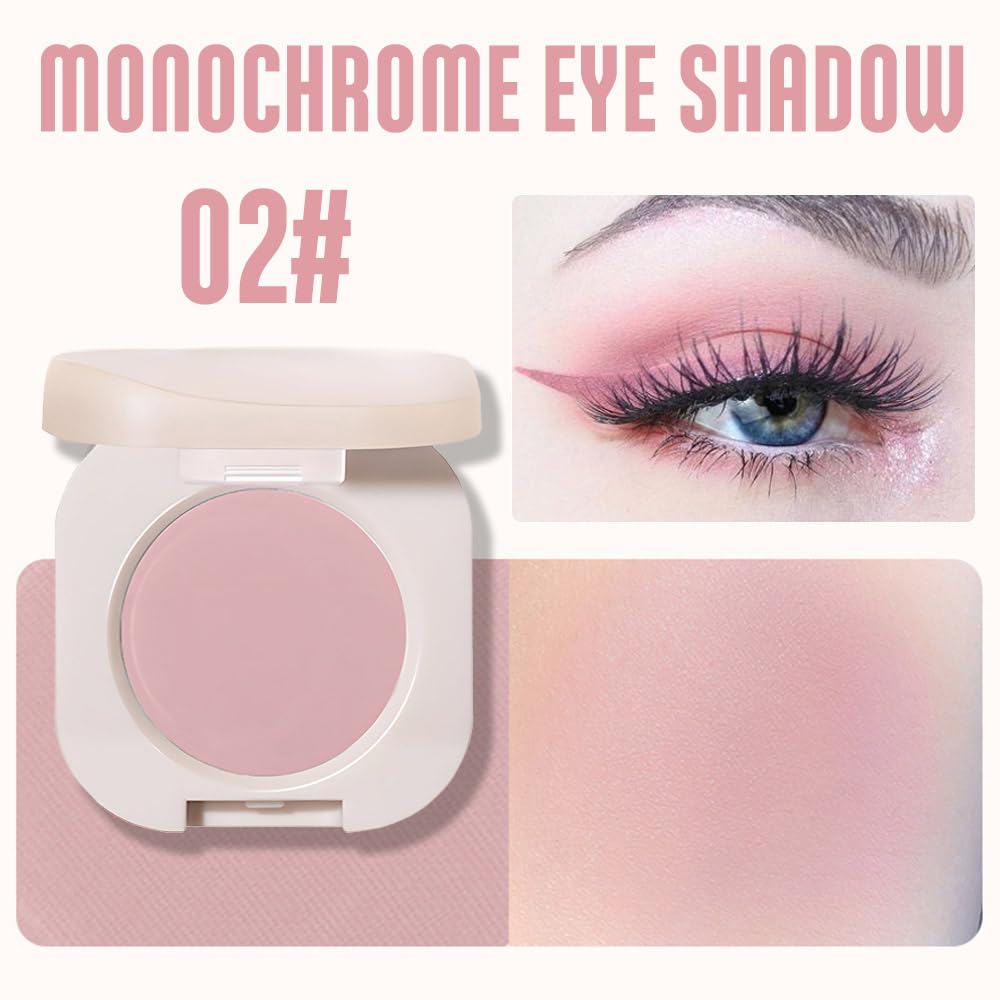 Monochrome Matte Eyeshadow Singles, Pink Eyeshadow Makeup, Neutral Matte Pressed Powder Single Vegan Eye Shadow, Highly Pigmented Natural Eyeshadow Palette Long Lasting Naturing-Looking Pink 02#