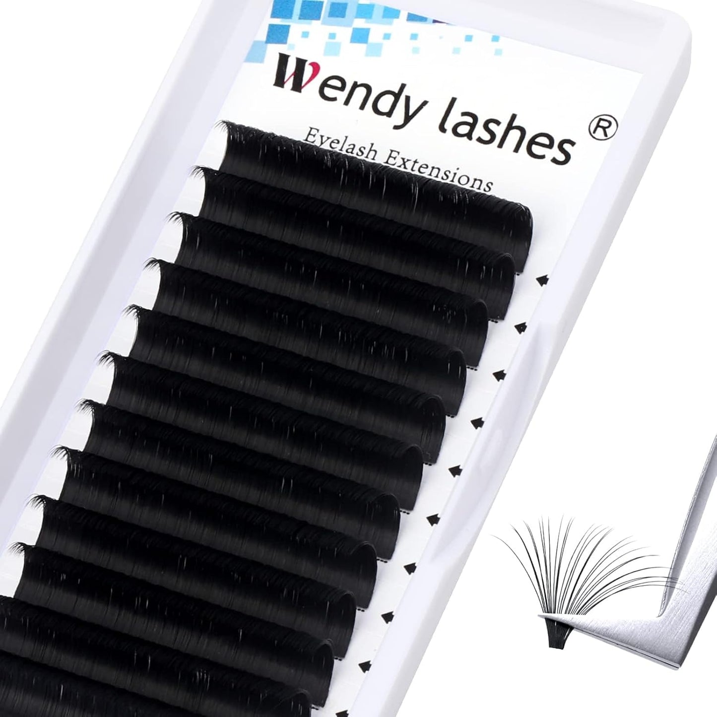 Easy Fan Volume for Lash Artists: Wendy, Handmade Fans for Eyelash Extensions, Self Fanning, Blooming, B-KH, Black, D-0.05-14