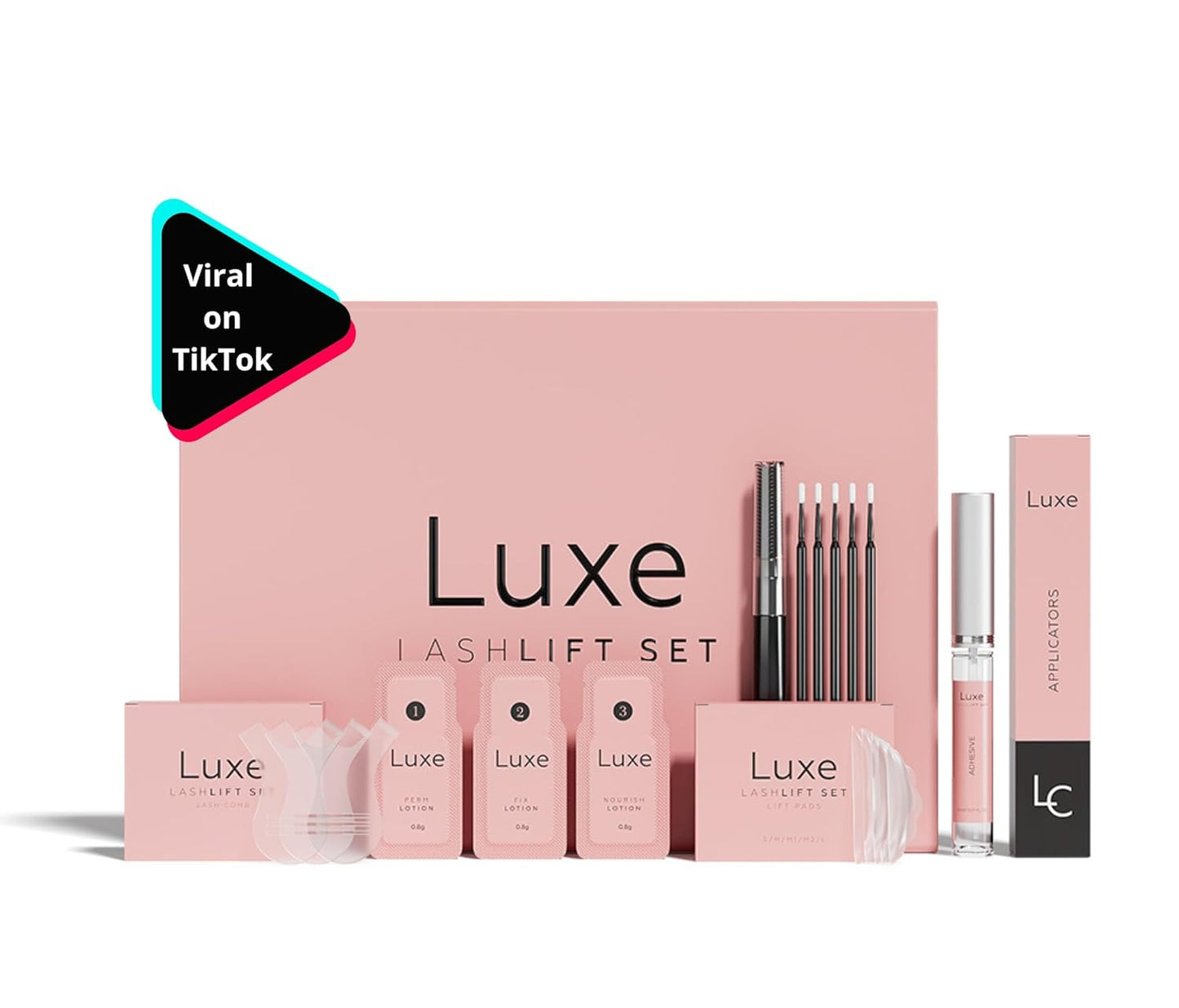 Luxe Cosmetics - Lash Lift Kit - Complete Set for Eyelash Lifting - New Pro Version - Easy to Apply and Long Lasting Finish - Professional Results up to 8 Weeks from Home- Includes 3 Applications