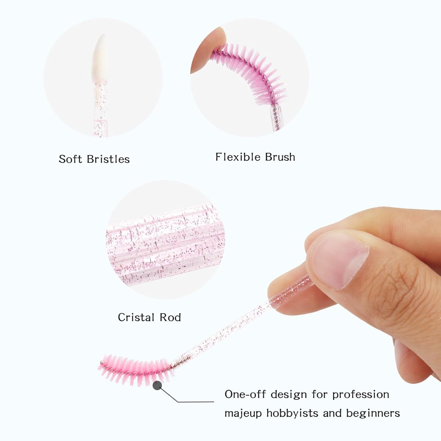 48 Pieces Disposable Mascara Wands Set,Include 24 pcs Disposable Crystal Lash Spoolies Brush and 24 Pieces Reusable Diamond keychain Empty Eyelash Brush Tubes for Women Girls Makeup Brush Kit